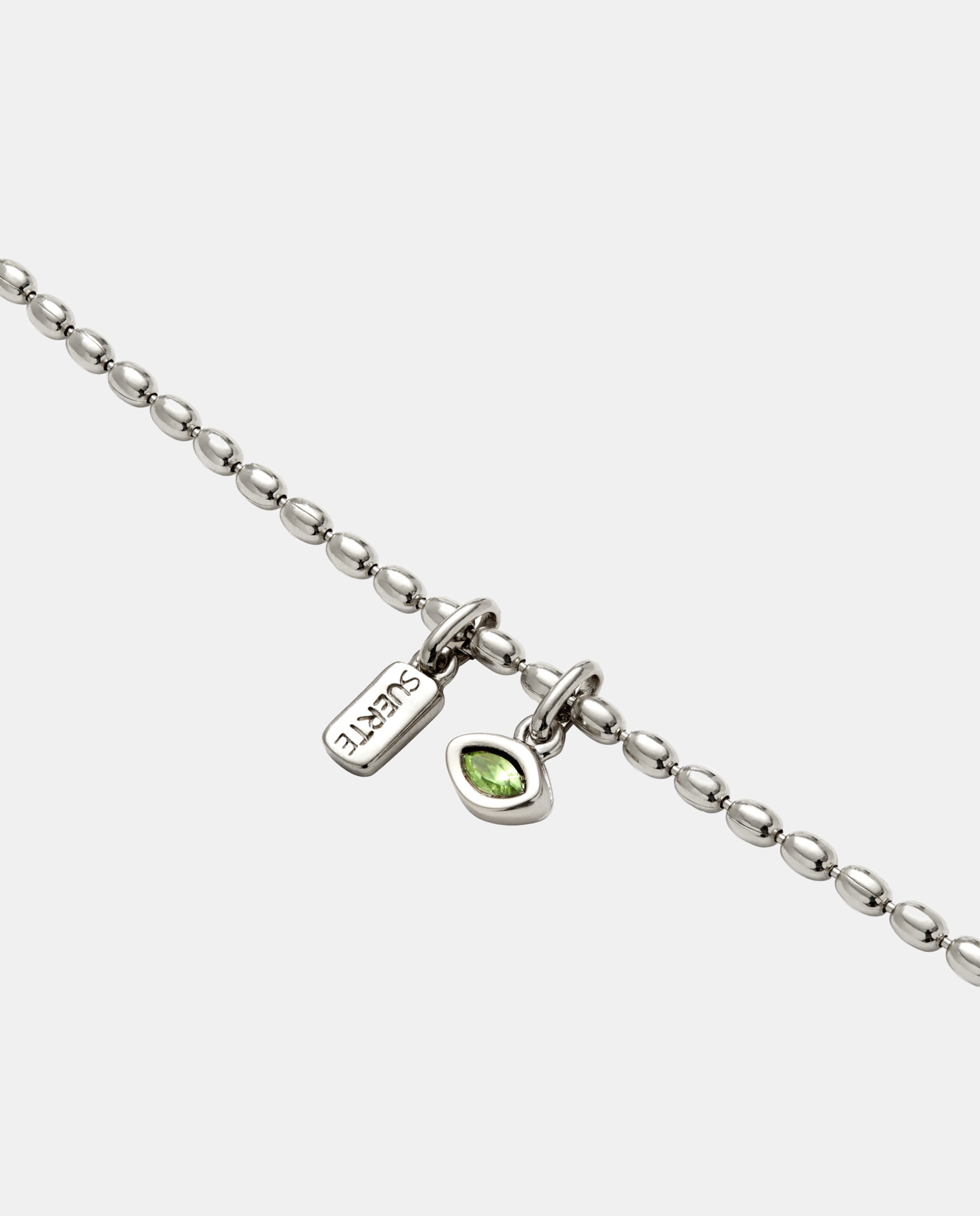 Pulsera de cadena con charm pequeño y cristal de aleación de metales bañado en plata de ley - UNO de 50 - Verde Verde-3