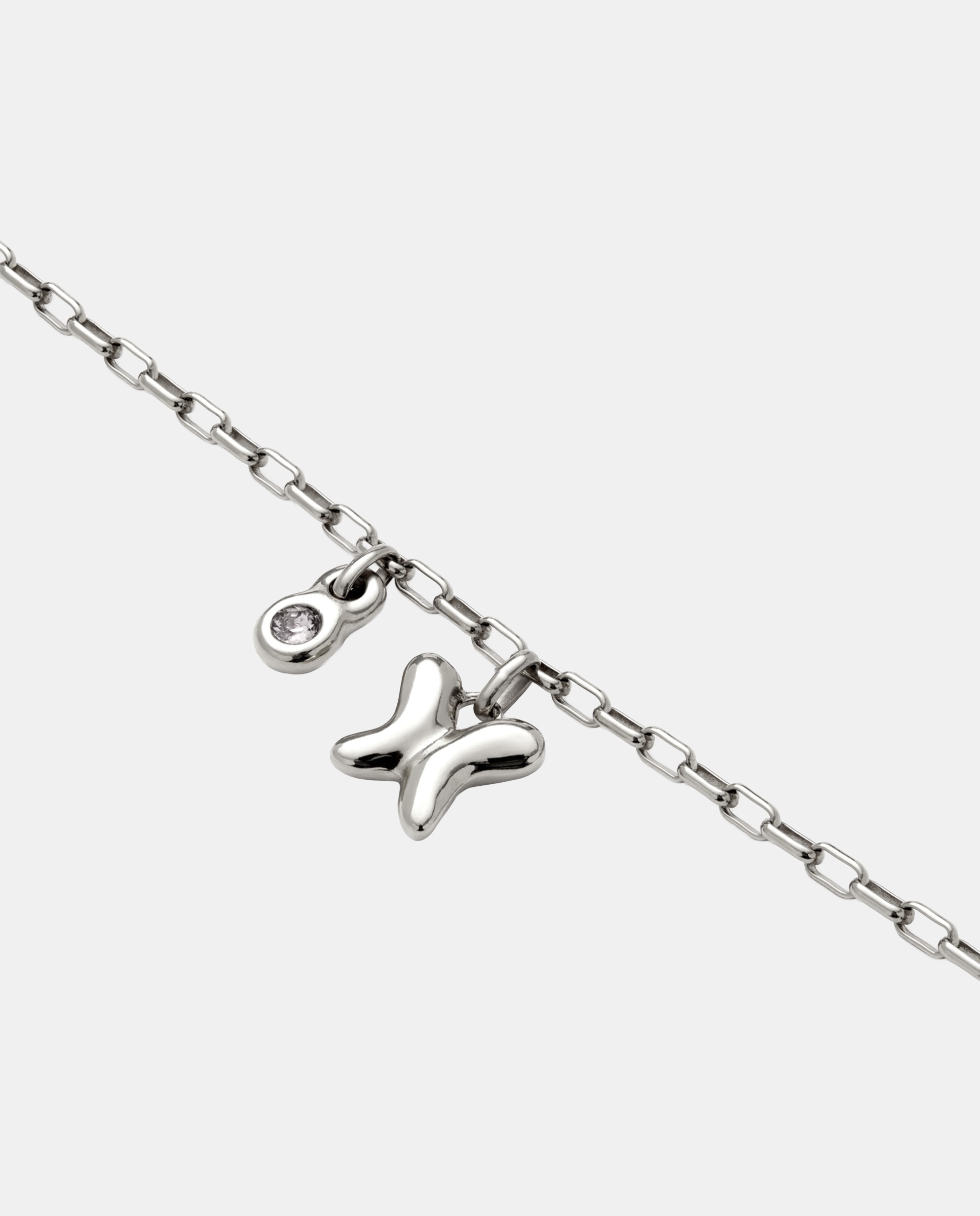Pulsera de cadena con charm mariposa y cristal de aleación de metales bañado en plata de ley - UNO de 50 - Verde Verde-3