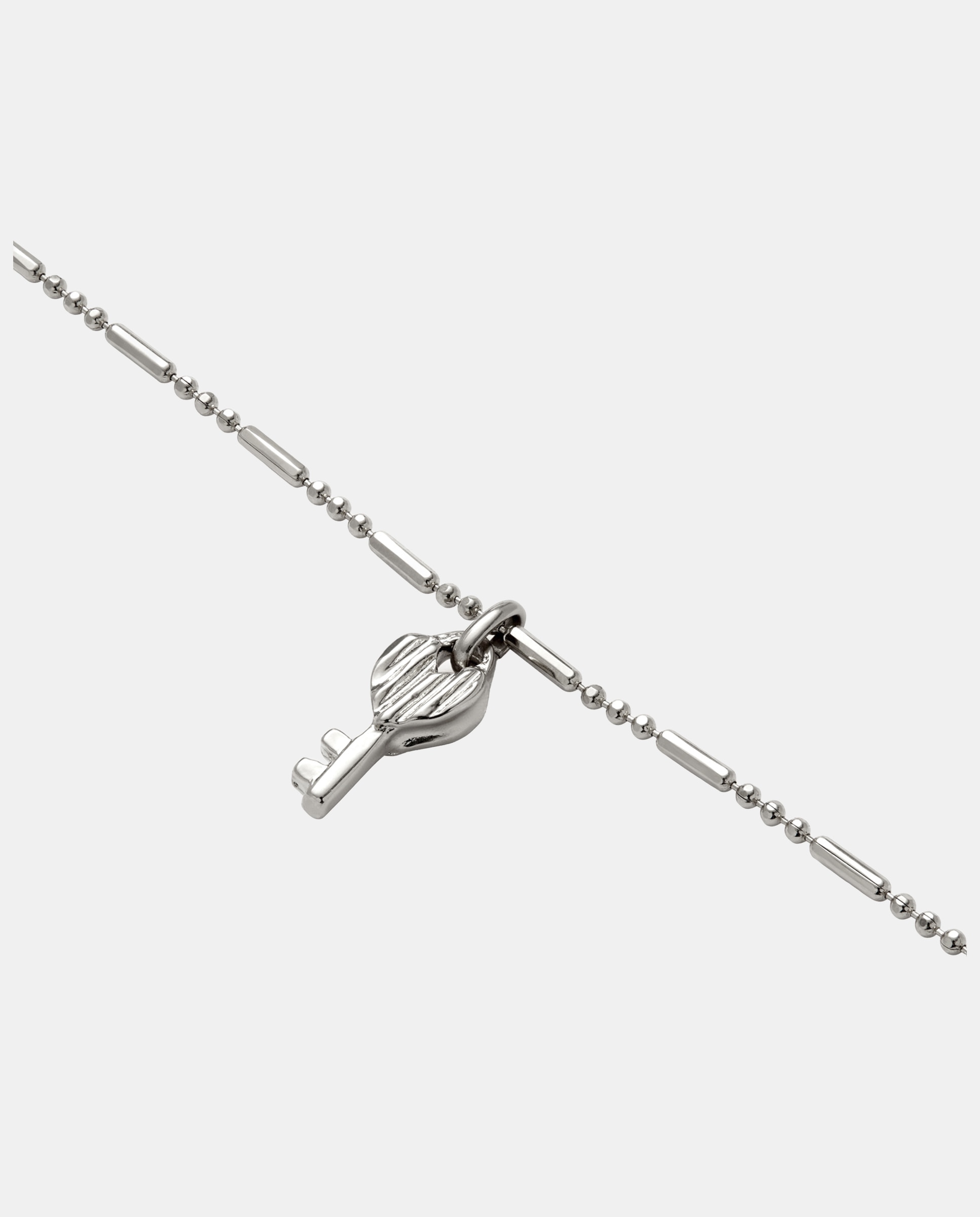 Pulsera de cadena con charm llave de aleación de metales bañado en plata de ley - UNO de 50 - Plateado Plateado-3