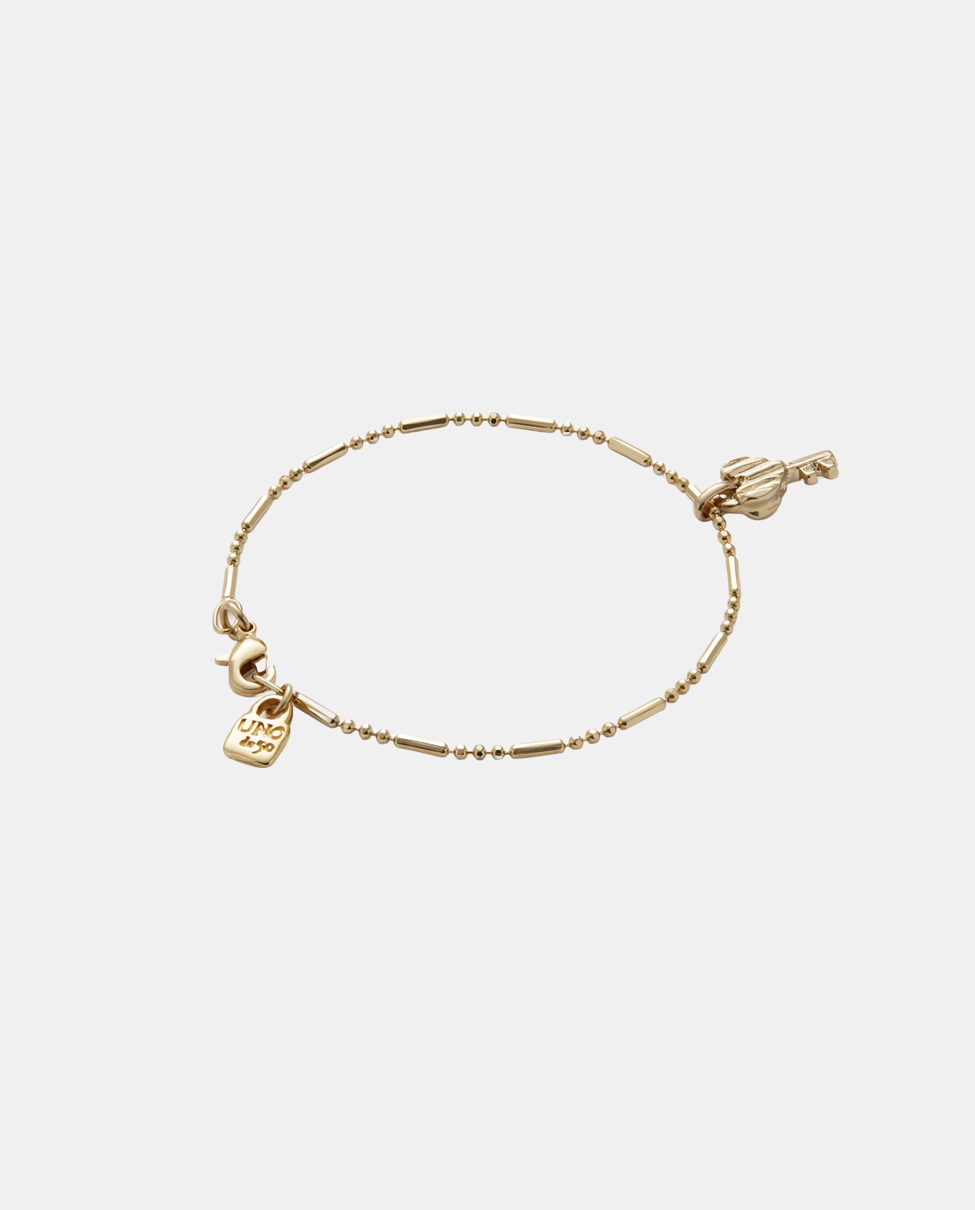 Pulsera de cadena con charm llave de aleación de metales bañado en oro18k - UNO de 50 - Dorado Dorado-2