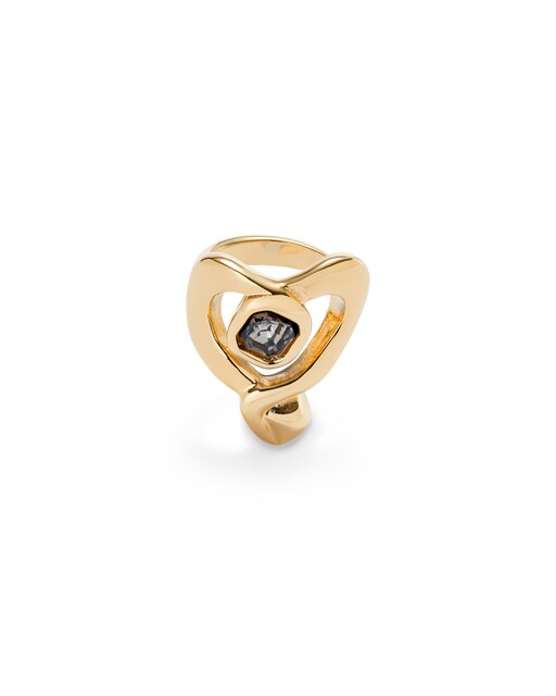 Imagen 0 de Anillo bañado en oro 18k con cristal negro central