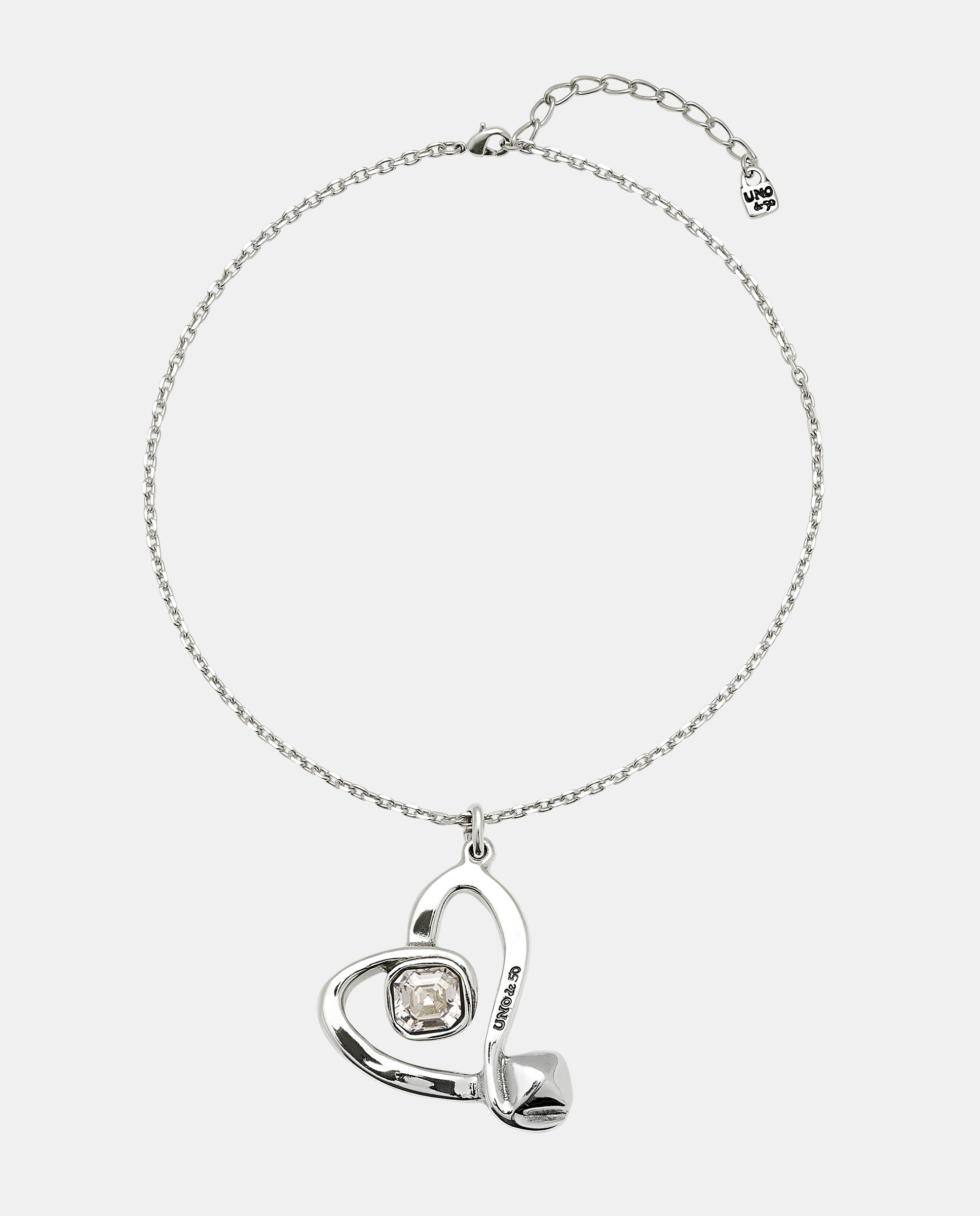 Imagen 0 de Colgante mediano de aleación de metales con baño en plata de ley y corazon con cristal facetado Azul