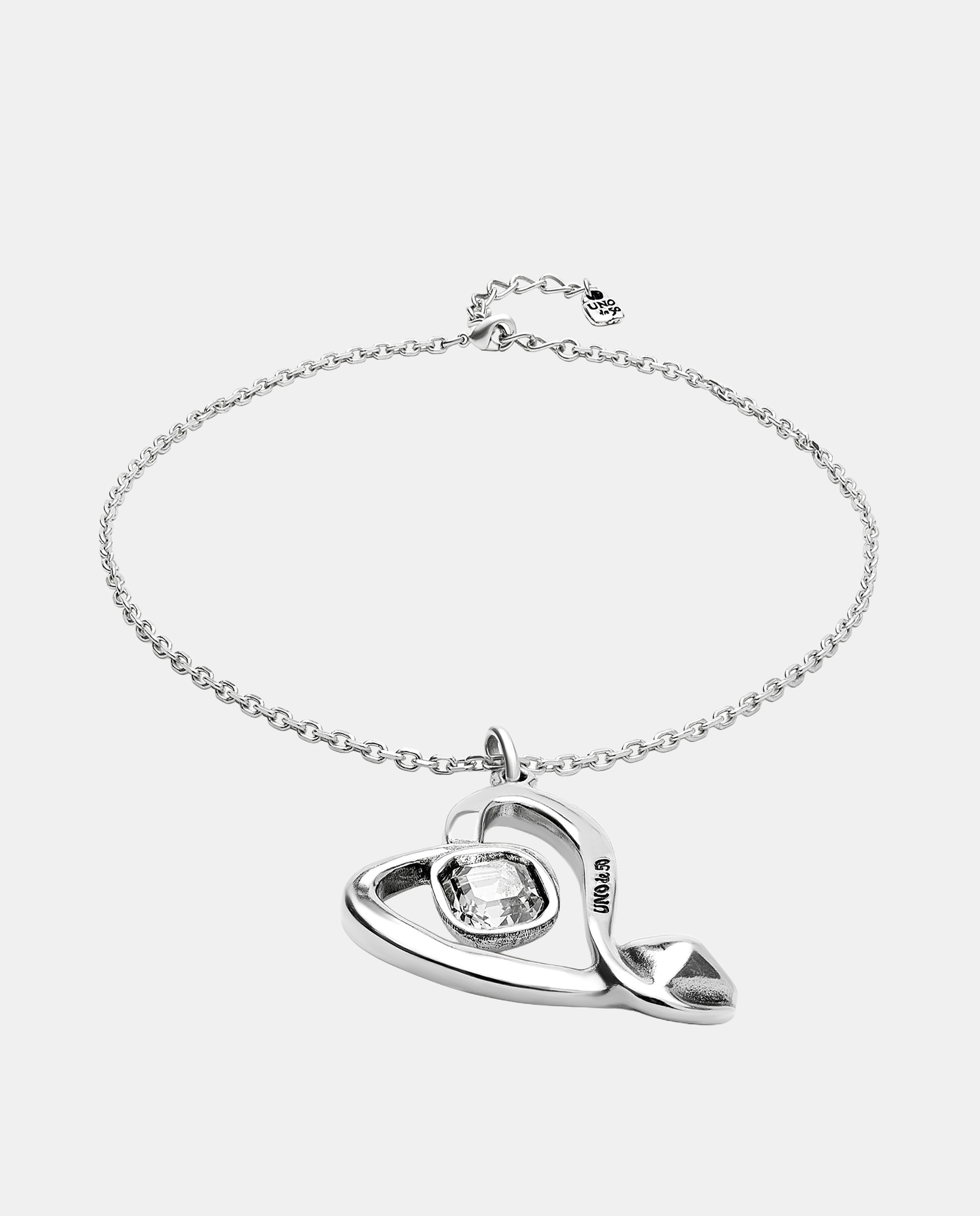 Colgante mediano de aleación de metales con baño en plata de ley y corazon con cristal facetado - UNO de 50 - Azul Azul-2