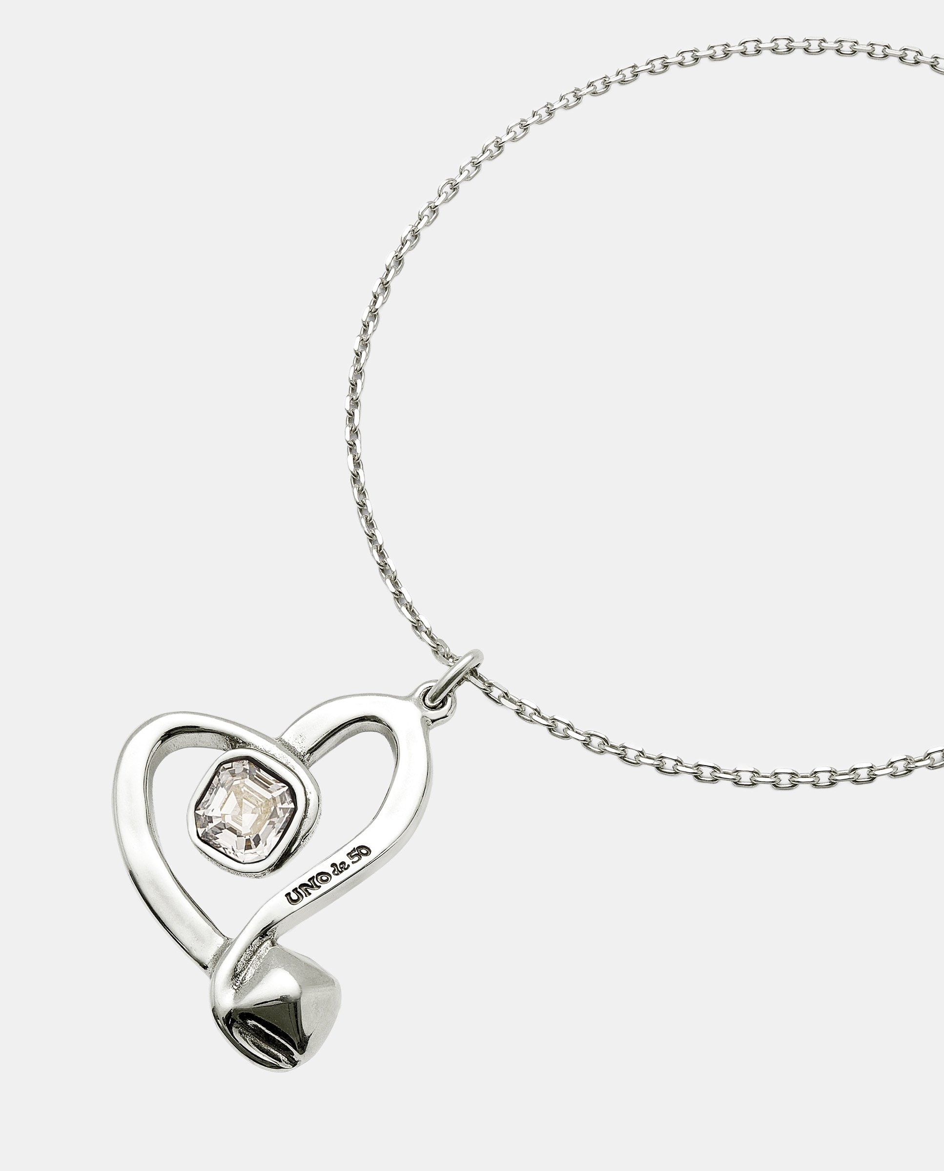 Colgante mediano de aleación de metales con baño en plata de ley y corazon con cristal facetado - UNO de 50 - Azul Azul-3