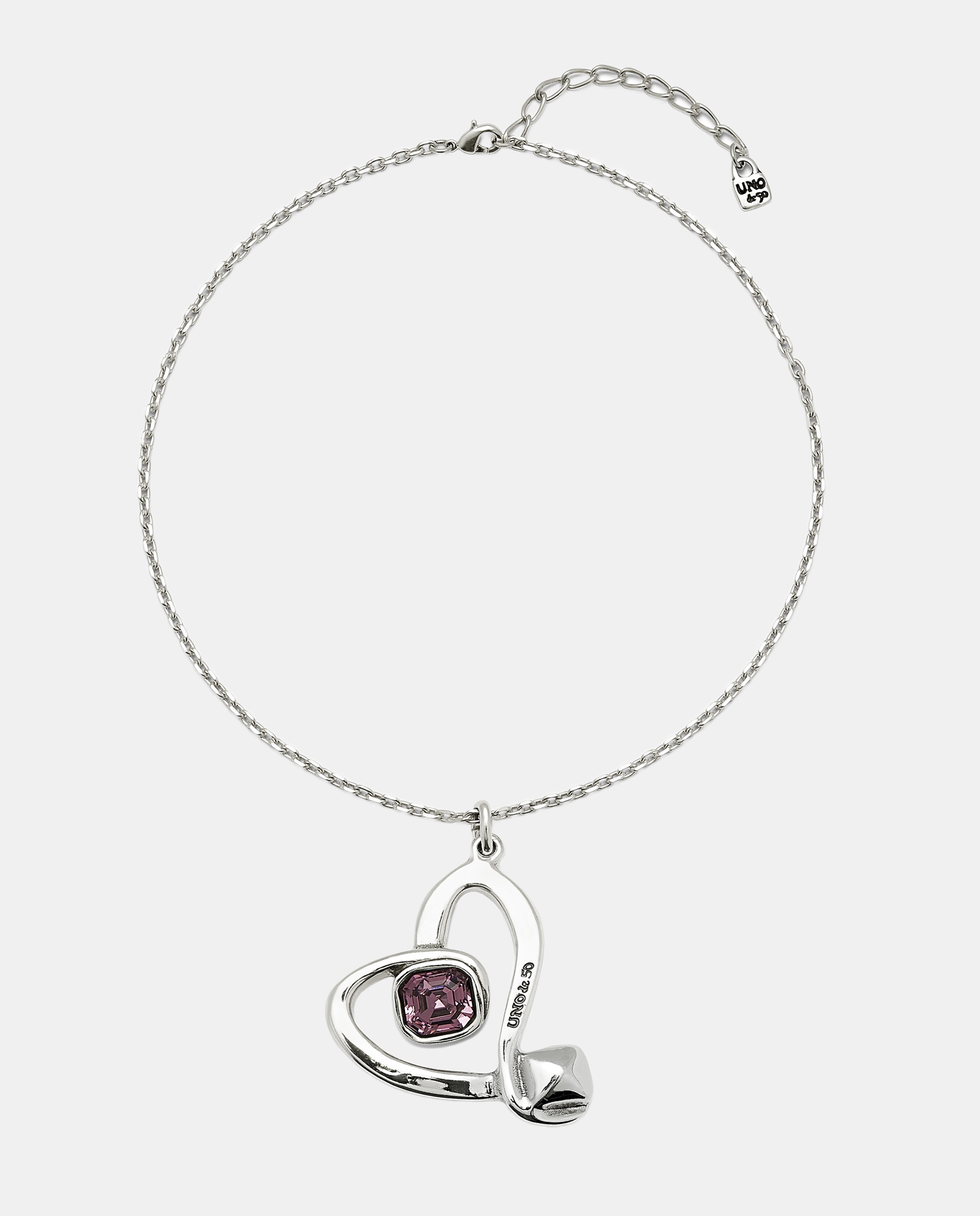 Imagen 0 de Colgante mediano de aleación de metales con baño en plata de ley y corazon con cristal facetado Blanco