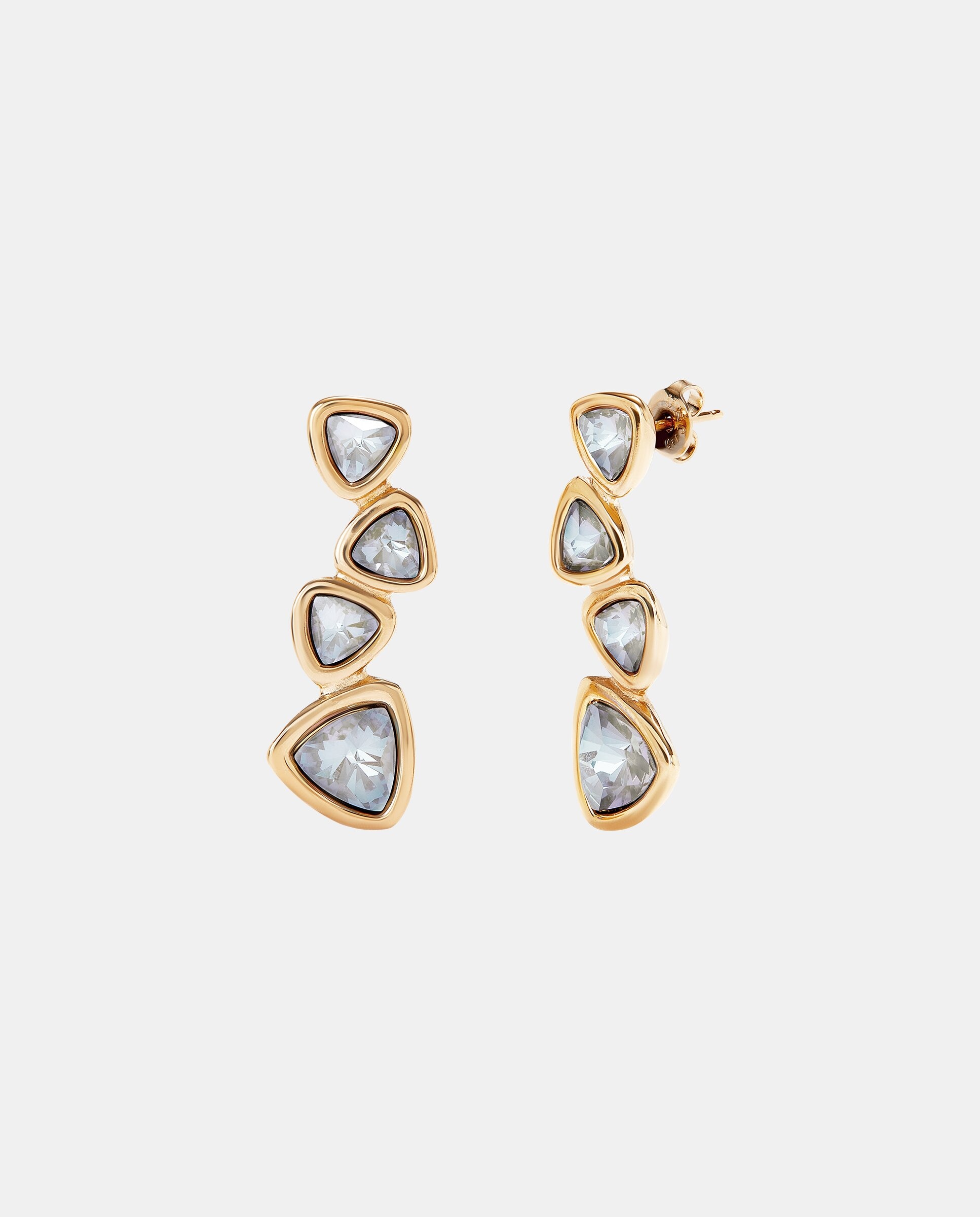 Imagen 0 de Pendientes bañados en oro 18k y 4 cristales facetados Oro