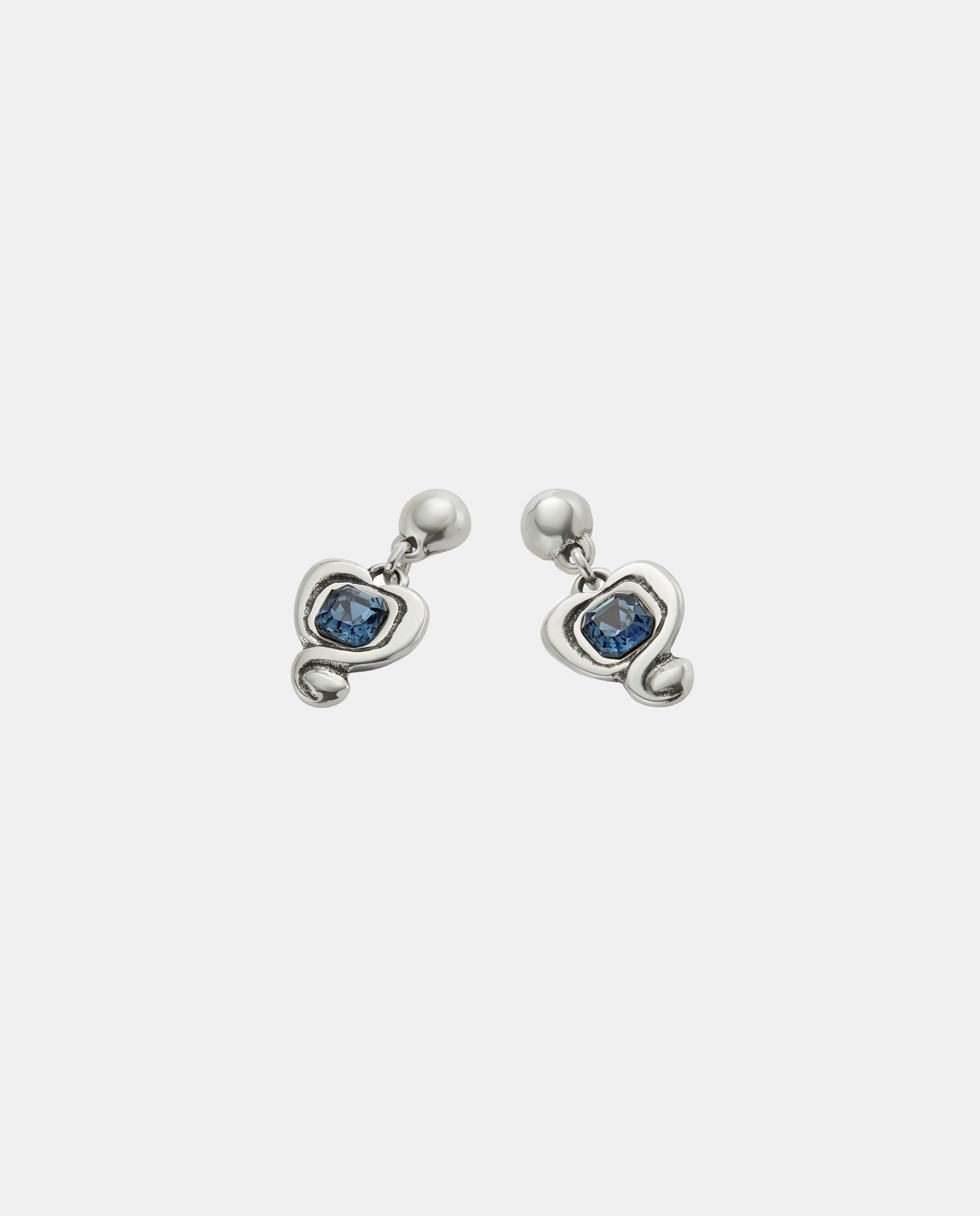 Pendientes en aleaciaón de metales bañada en plata de ley con corazon y cristal - UNO de 50 - Azul claro Azul claro-2