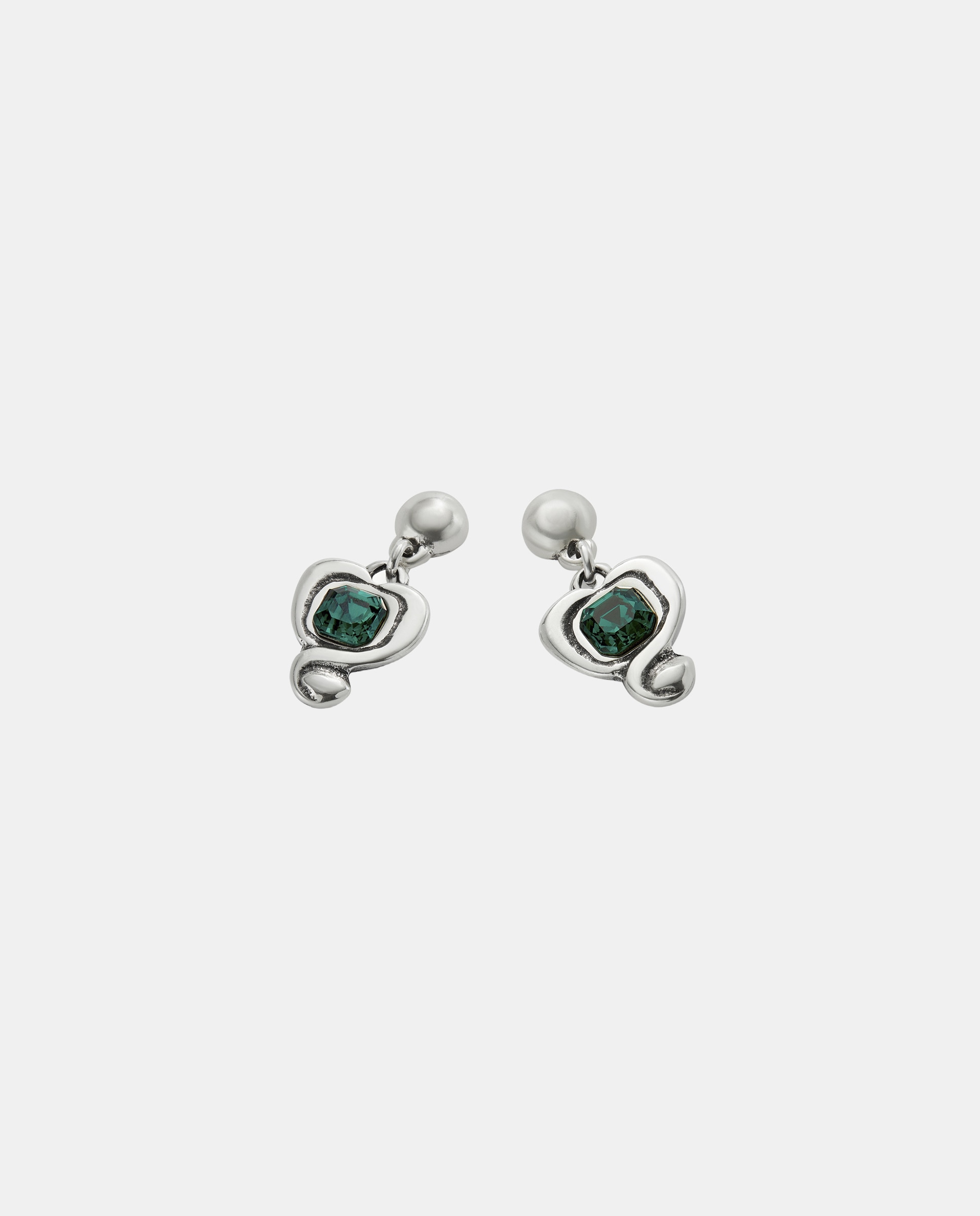 Pendientes en aleaciaón de metales bañada en plata de ley con corazon y cristal - UNO de 50 - Rojo Rojo-2
