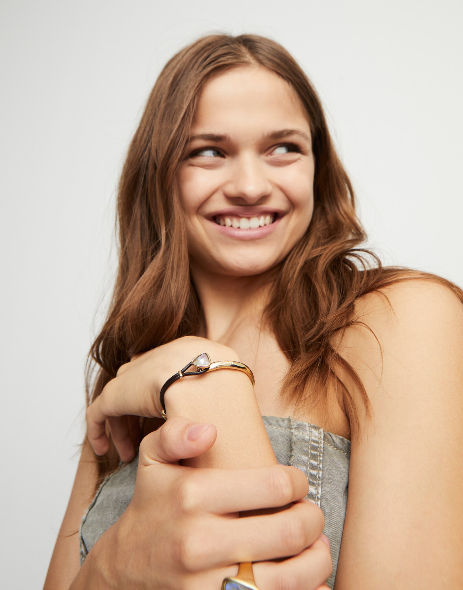 Pulsera fina bañada en 18k y cristal facetado - UNO de 50 - Oro Oro-6