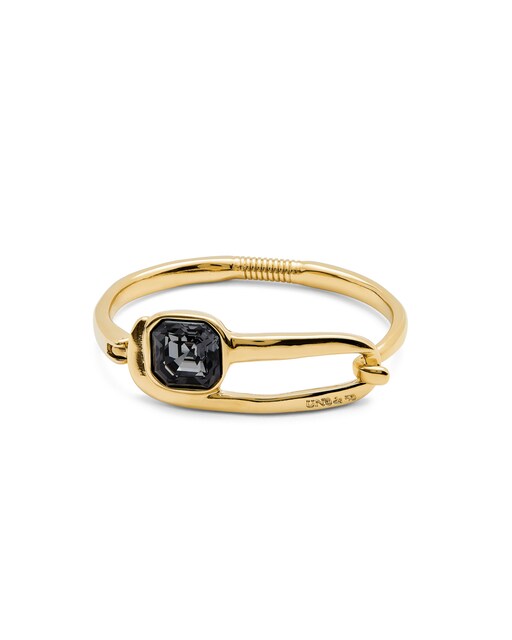 Imagen 0 de Pulsera rígida bañada en plata con cristal facetado negro