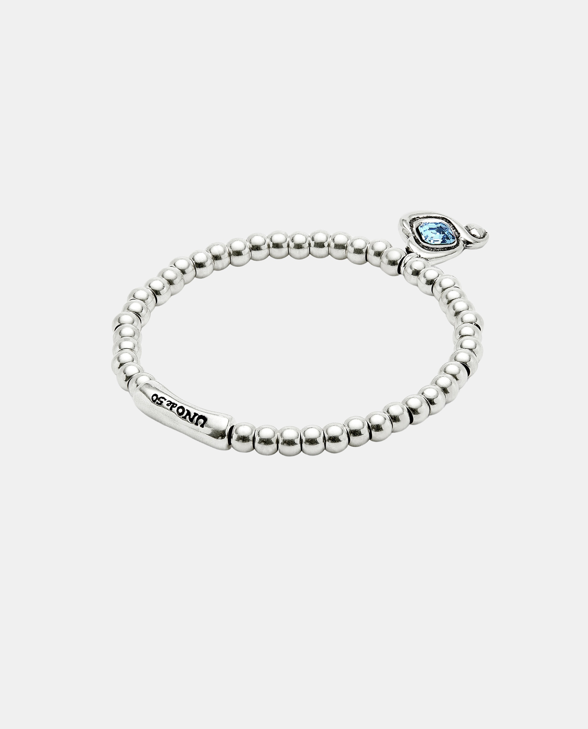 Pulsera de bolas en aleación de metales bañadas en plata de ley con corazon con cristal - UNO de 50 - Verde Verde-2