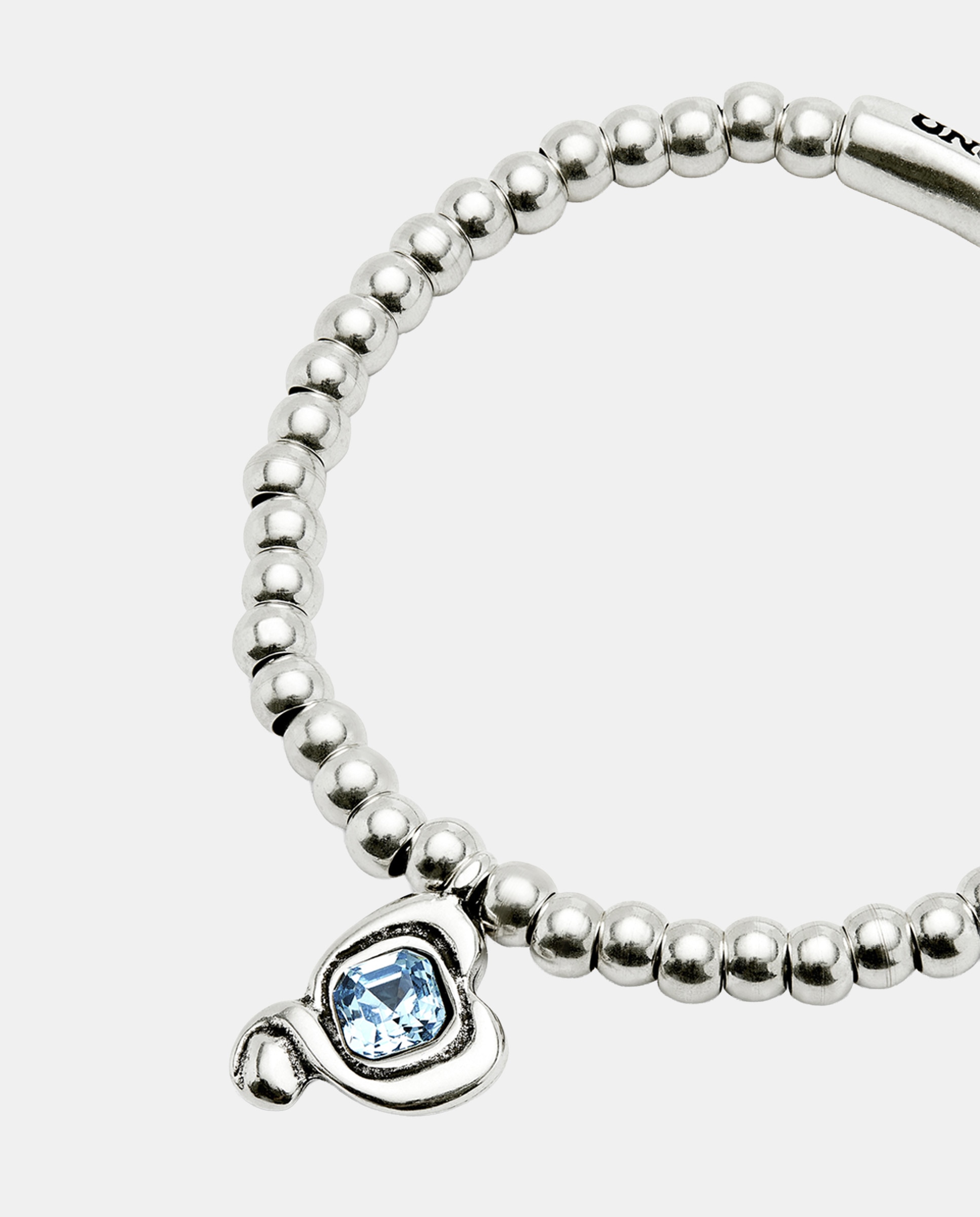Pulsera de bolas en aleación de metales bañadas en plata de ley con corazon con cristal - UNO de 50 - Verde Verde-3