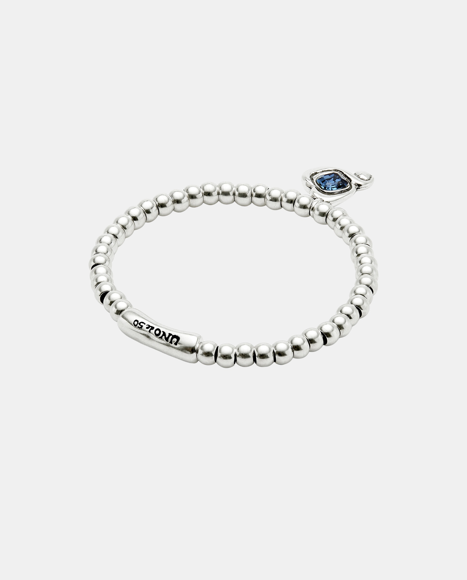 Imagen 2 de Pulsera de bolas en aleación de metales bañadas en plata de ley con corazon con cristal - UNO de 50 - Azul claro Azul claro