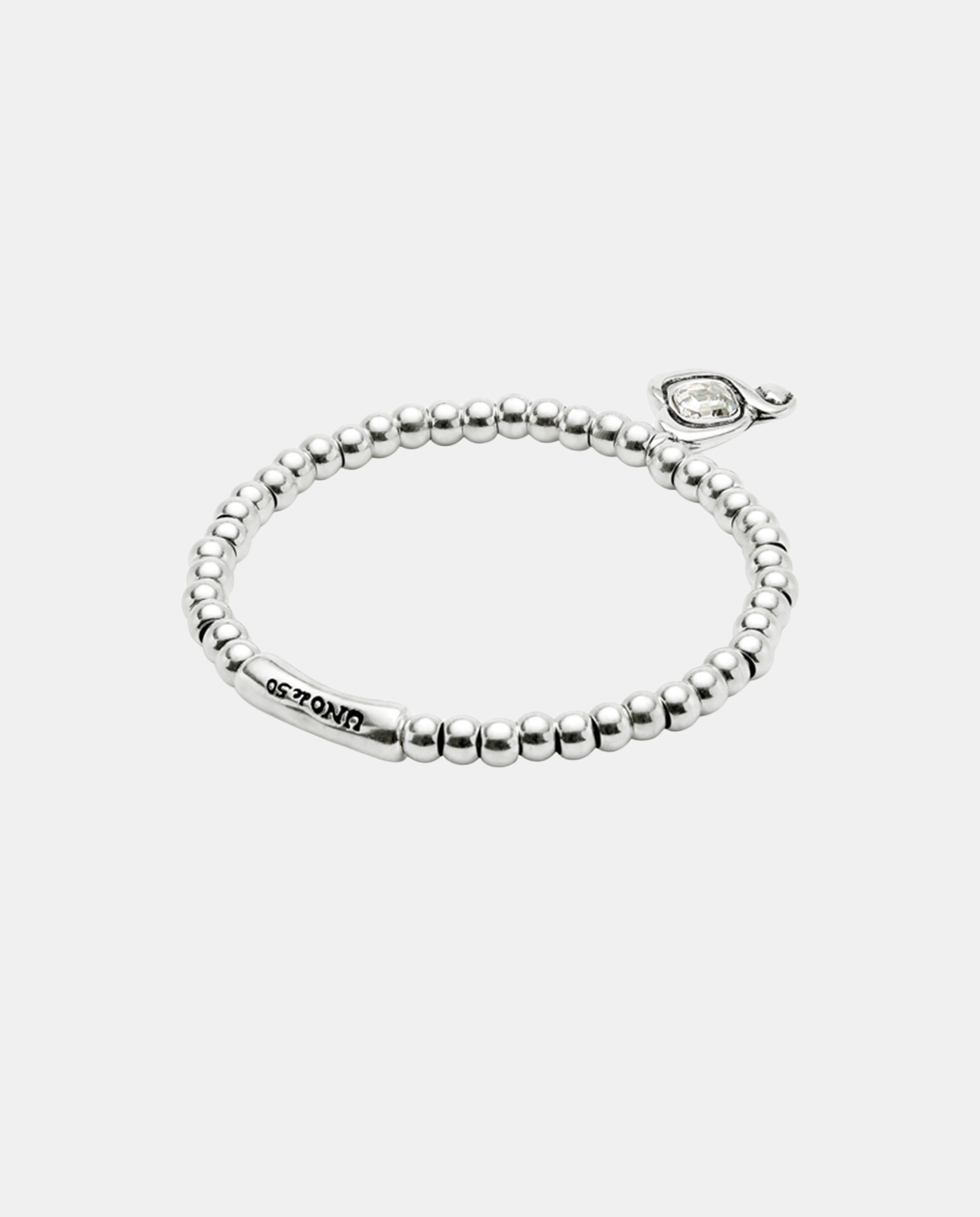Pulsera de bolas en aleación de metales bañadas en plata de ley con corazon con cristal - UNO de 50 - Azul Azul-2
