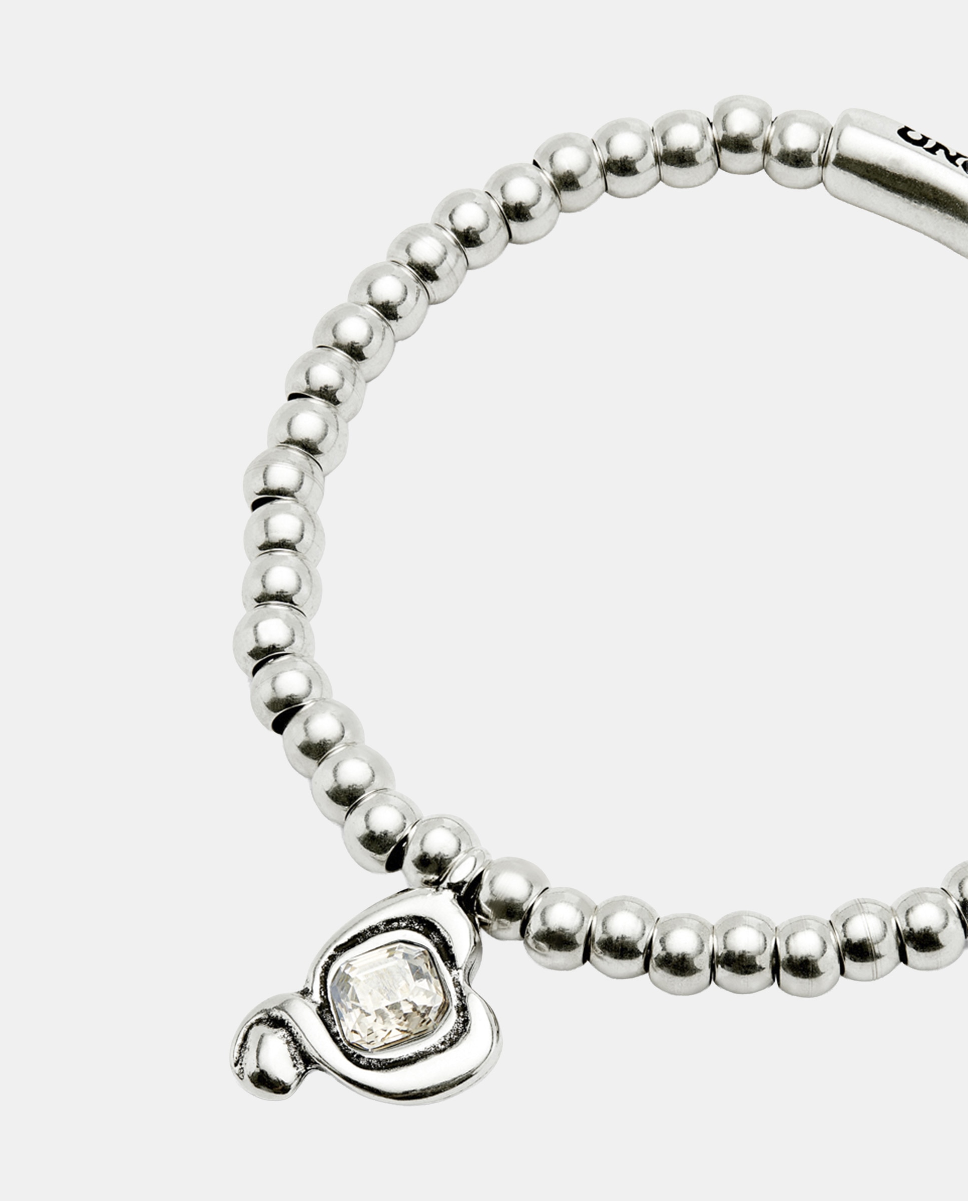 Pulsera de bolas en aleación de metales bañadas en plata de ley con corazon con cristal - UNO de 50 - Azul Azul-3