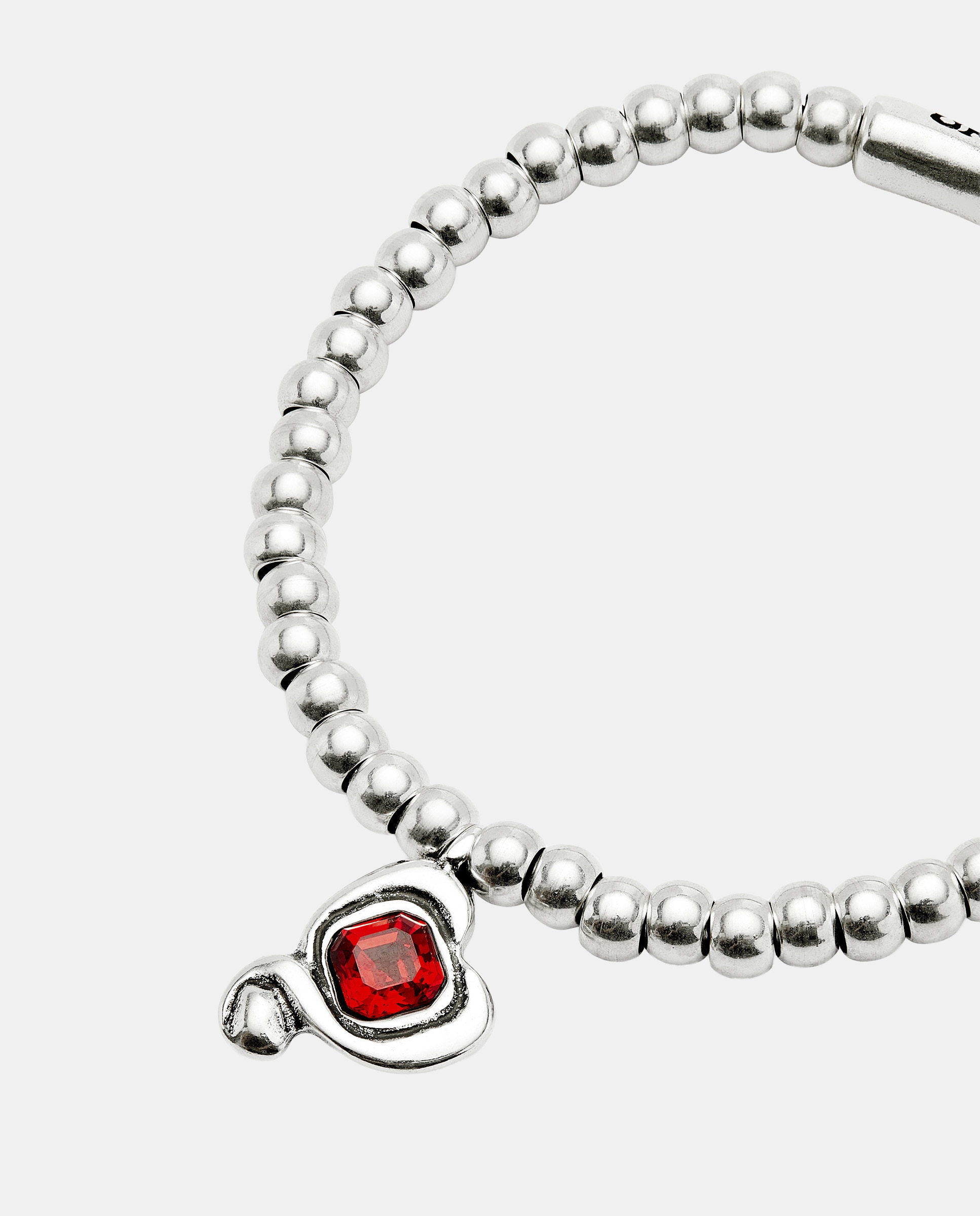 Pulsera de bolas en aleación de metales bañadas en plata de ley con corazon con cristal - UNO de 50 - Blanco Blanco-3