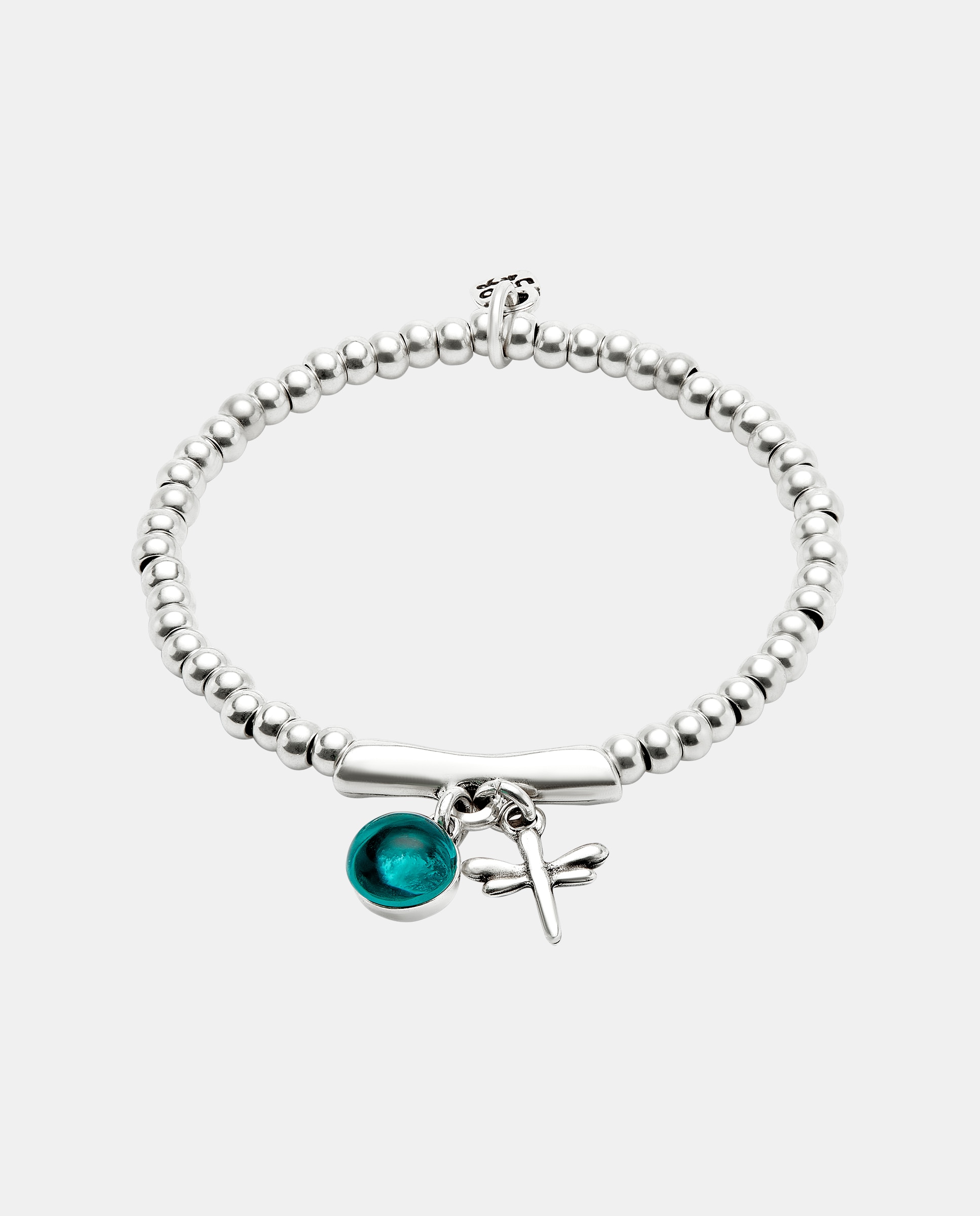 Imagen 0 de Pulsera bañada en plata de ley con cristal de murano y libélula Plata