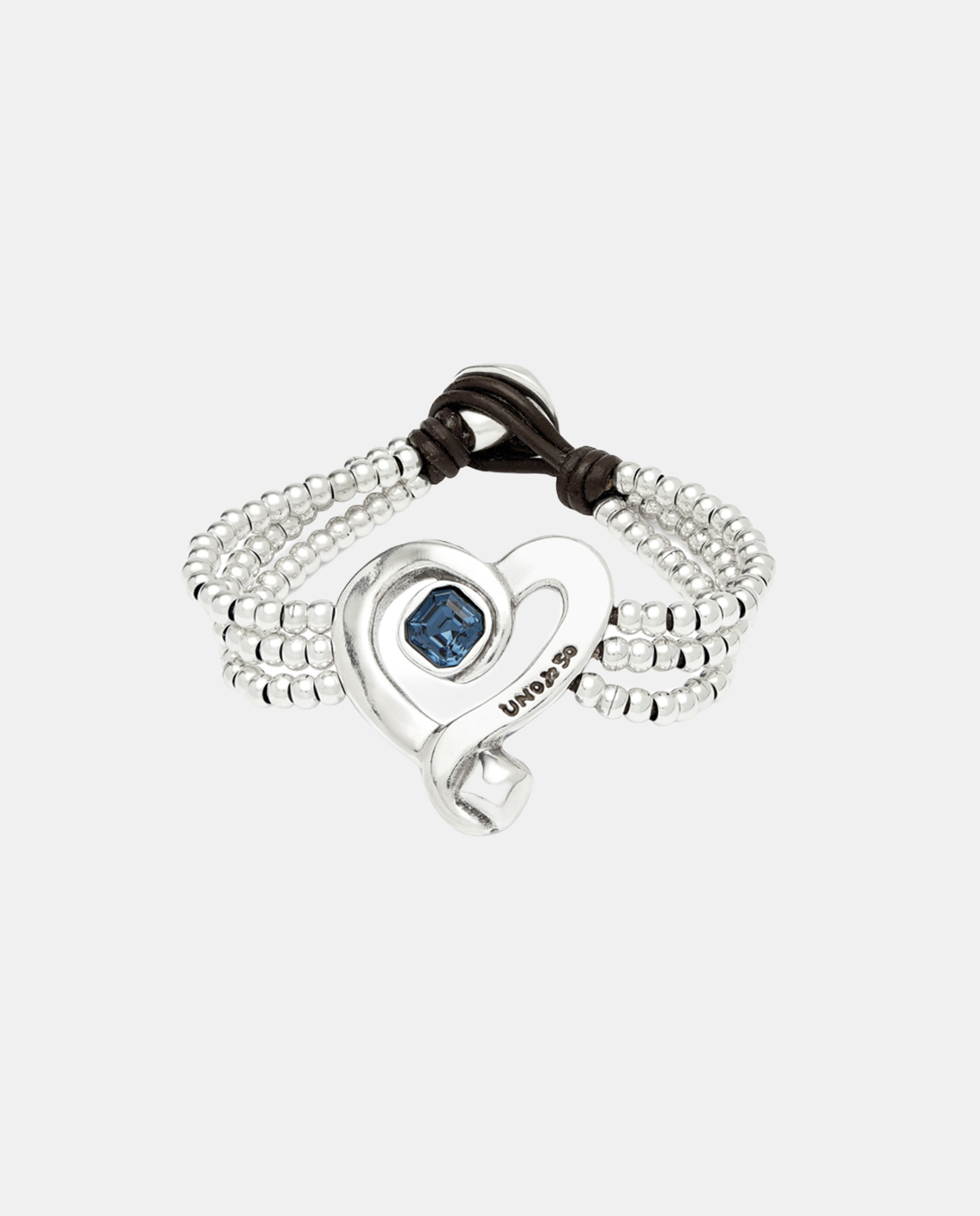 Pulsera de cuentas con corazon en aleacion de metales bañado en plata de ley con cristal - UNO de 50 - Rosa Rosa-1