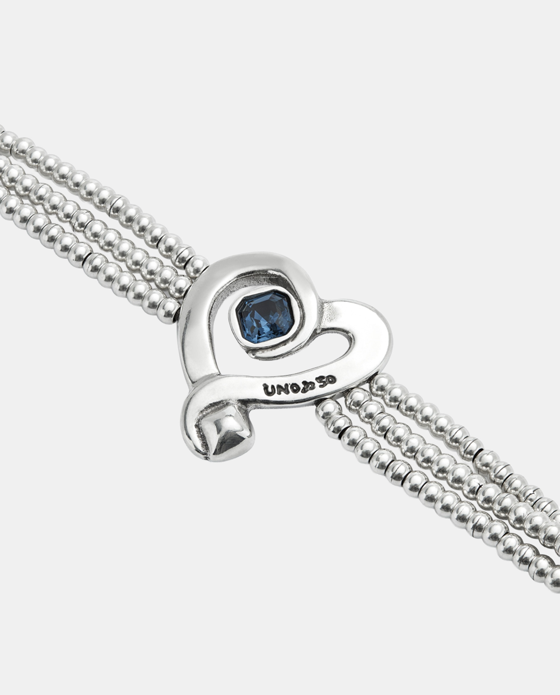 Pulsera de cuentas con corazon en aleacion de metales bañado en plata de ley con cristal - UNO de 50 - Rosa Rosa-3