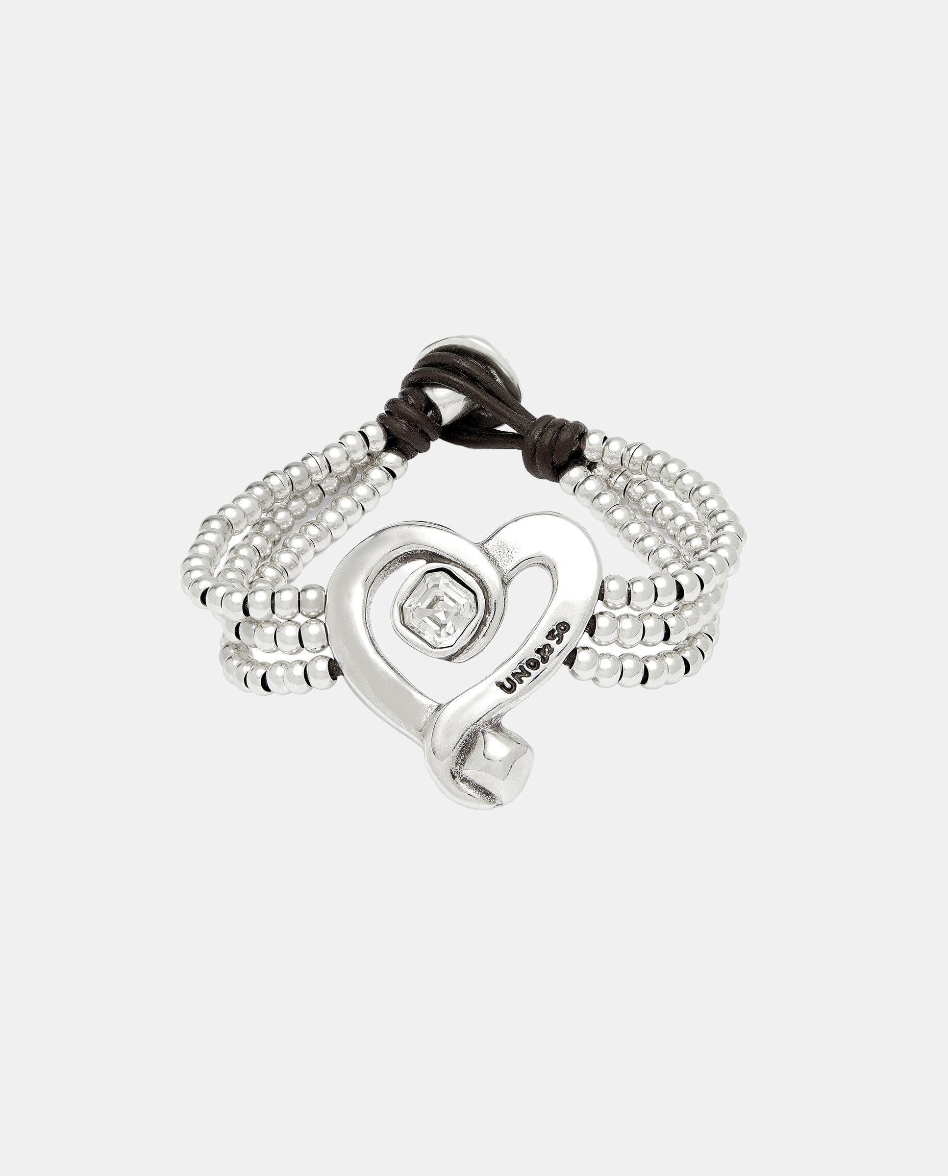 Pulsera de cuentas con corazon en aleacion de metales bañado en plata de ley con cristal - UNO de 50 - Azul Azul-1