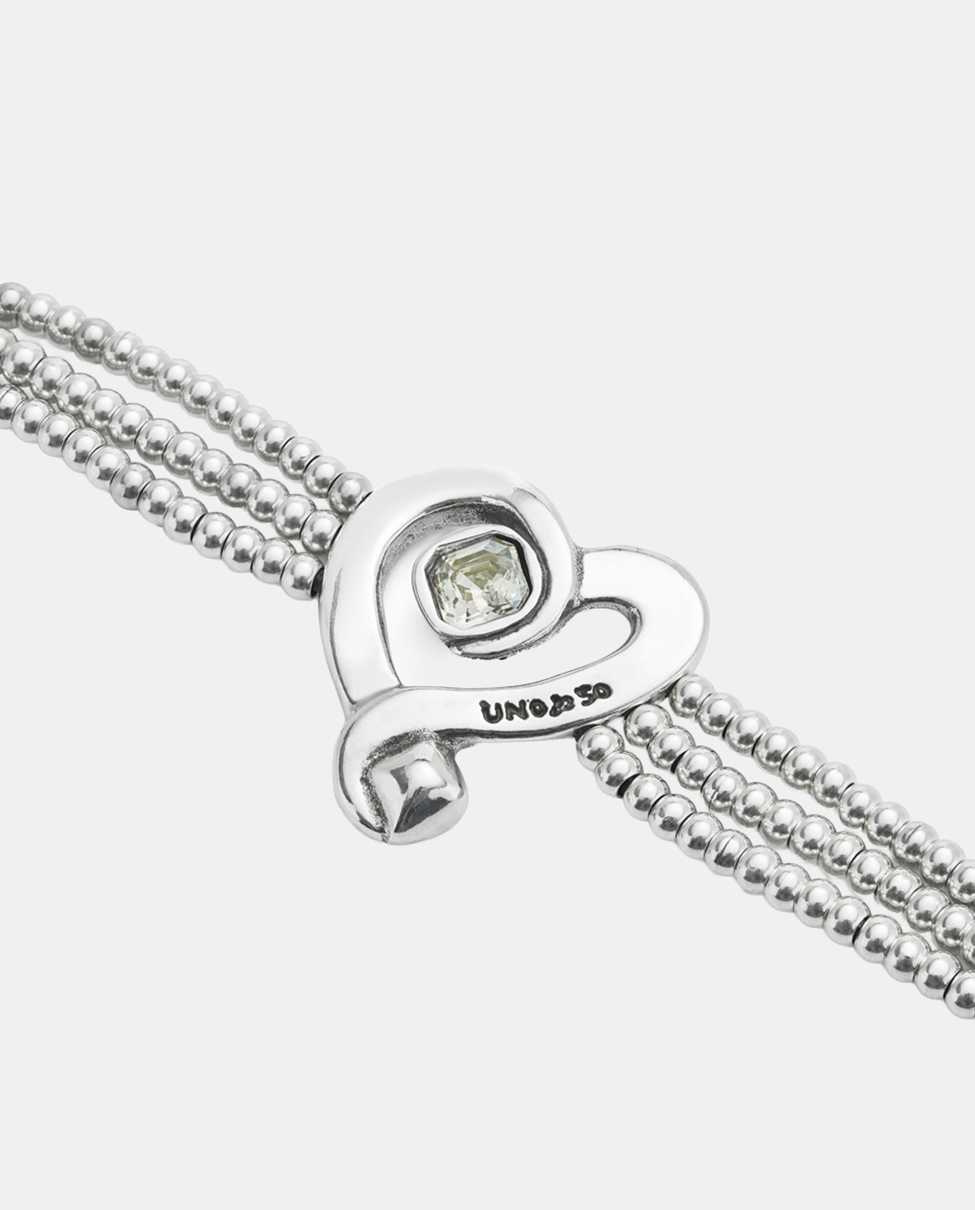 Pulsera de cuentas con corazon en aleacion de metales bañado en plata de ley con cristal - UNO de 50 - Azul Azul-3