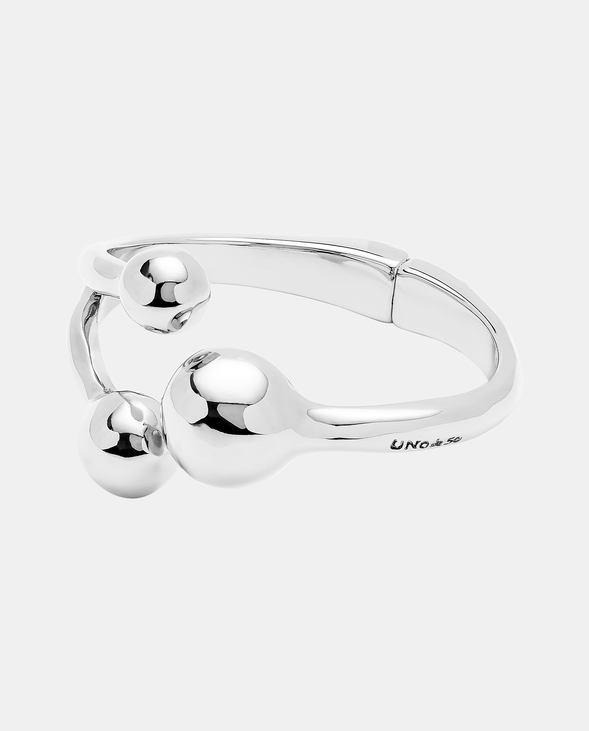 Pulsera rígida con tres bolas bañada en de ley - UNO de 50 - Plata Plata-3