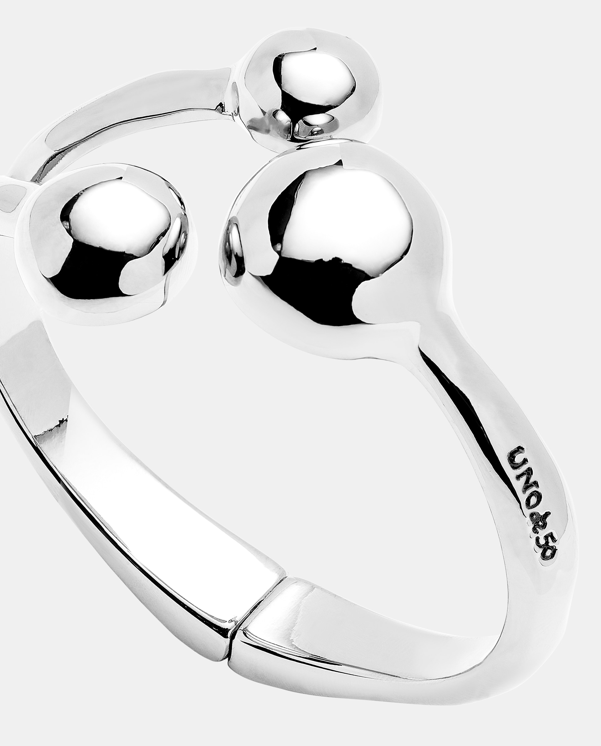 Pulsera rígida con tres bolas bañada en de ley - UNO de 50 - Plata Plata-4