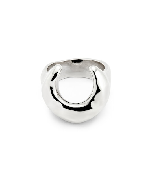 Imagen 0 de Anillo de aleación de metales bañado en plata con forma de luna