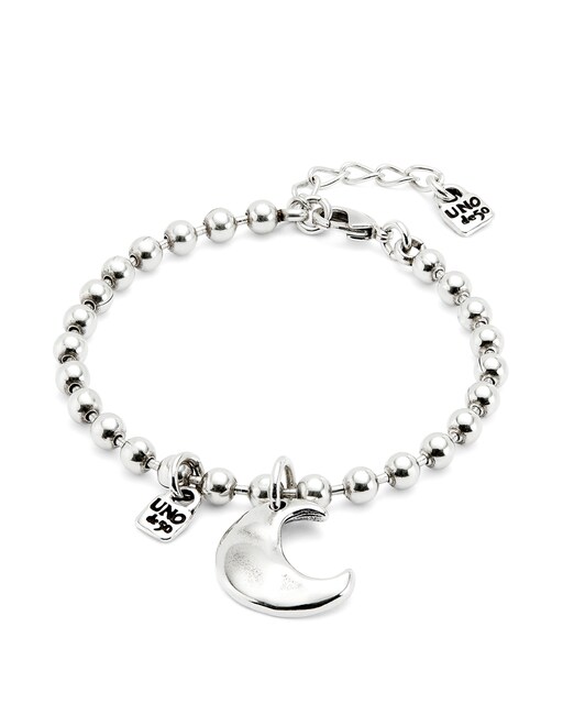 Imagen 0 de Pulsera de bolas aleación de metales bañado en plata con charm de luna