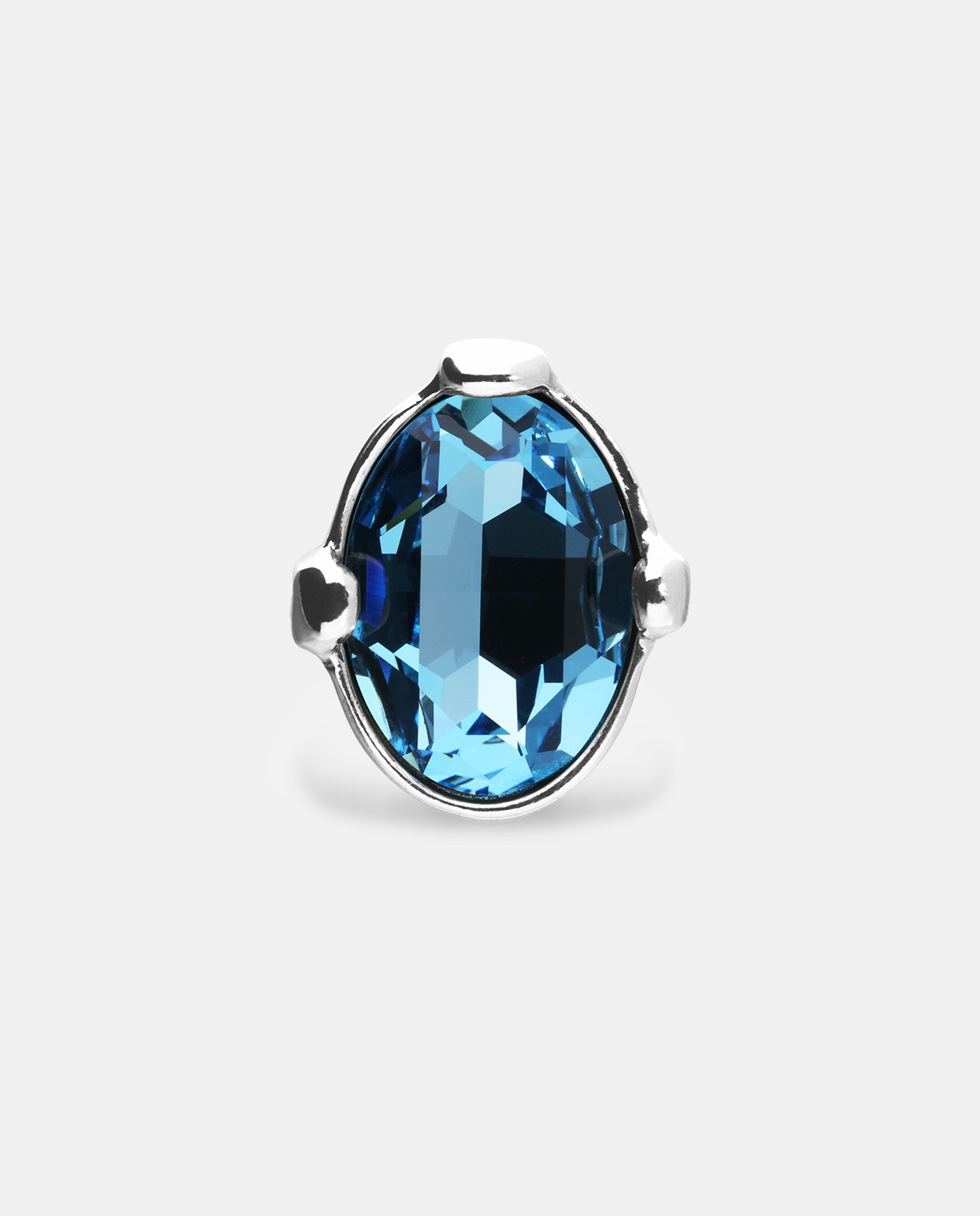 Anillo bañado en plata de ley con cristal facetado azul Plata-1