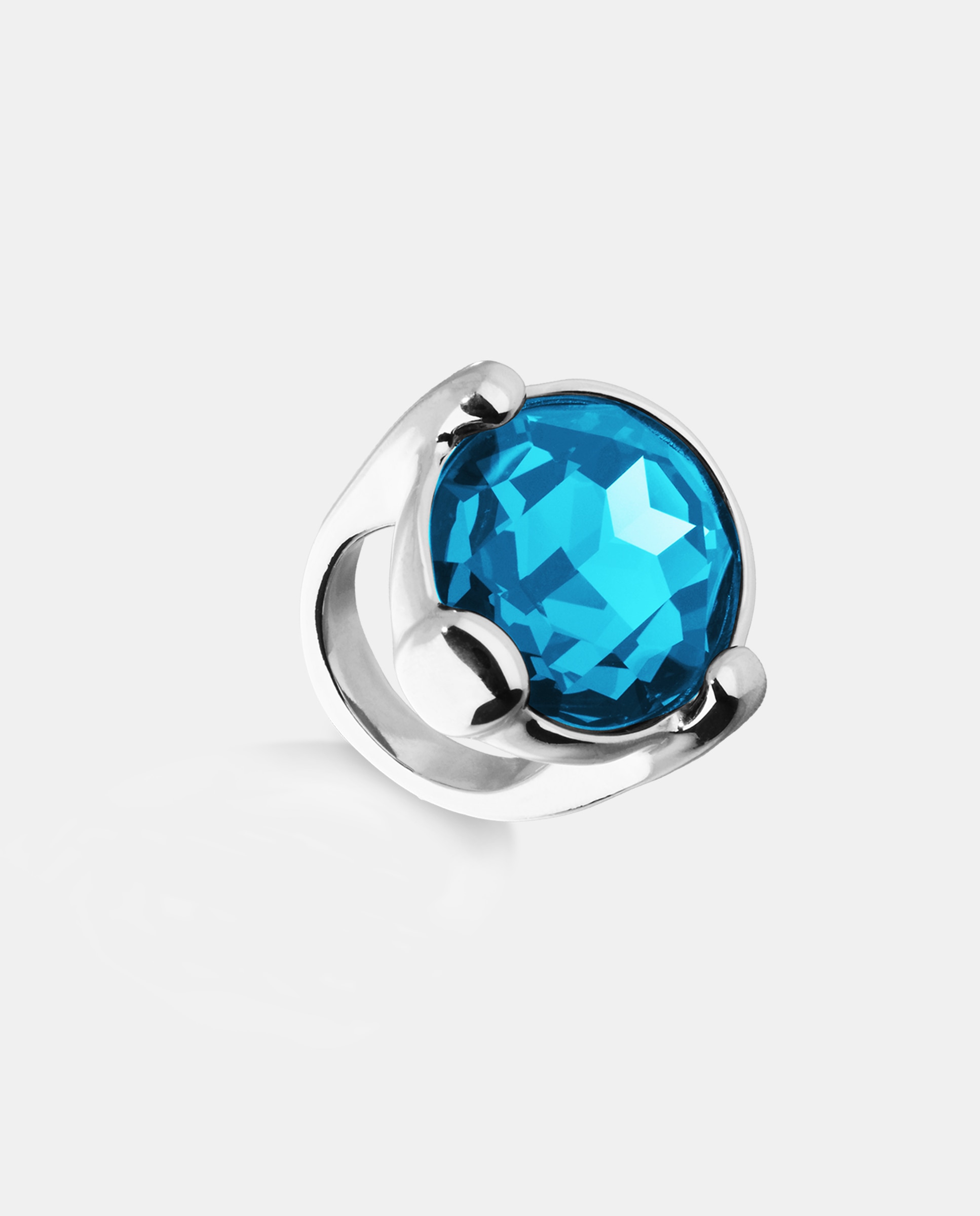 Anillo bañado en plata de ley con cristal facetado azul Plata-3