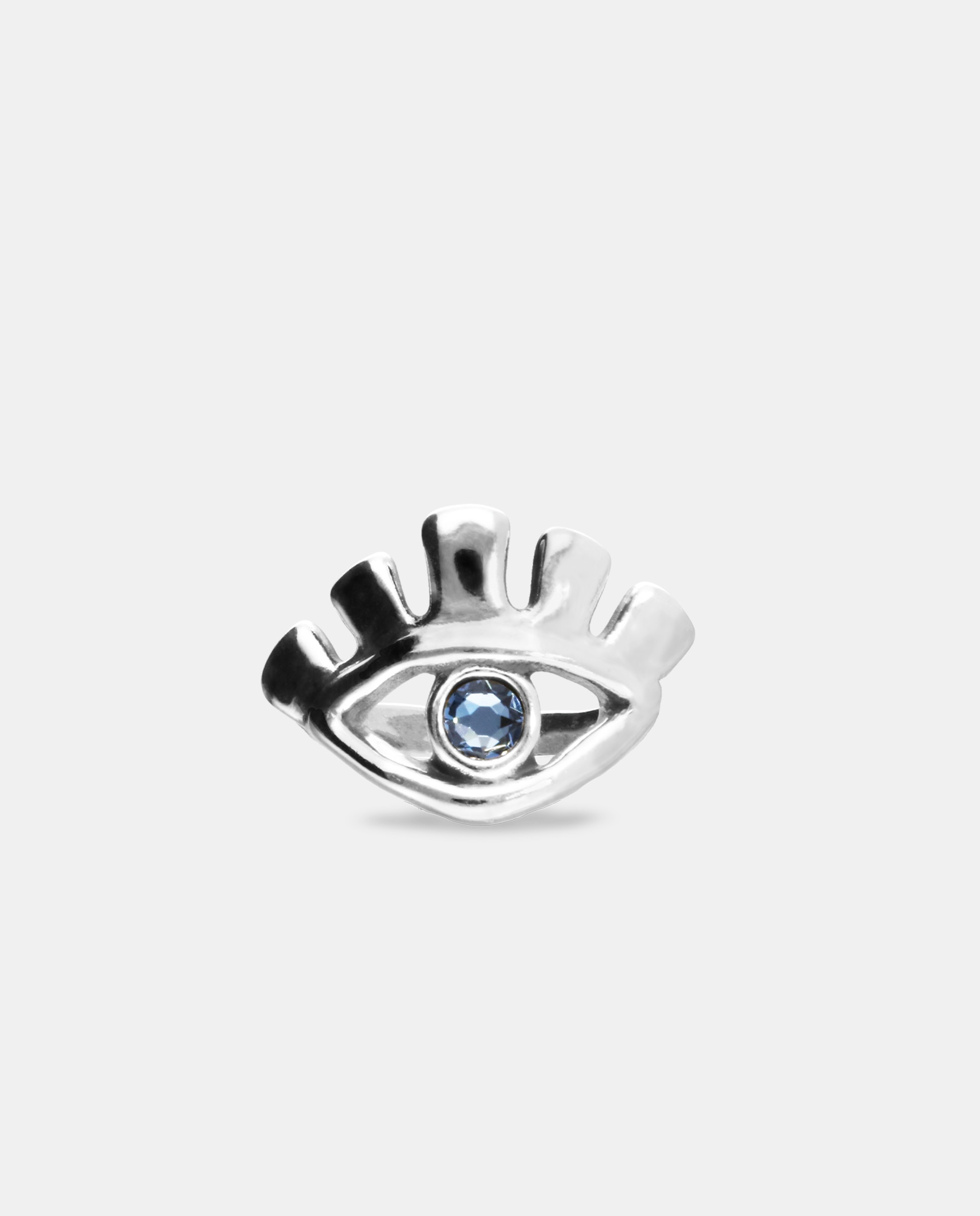 Anillo bañado en de ley en forma de ojo con cristal facetado - UNO de 50 - Plata Plata-1