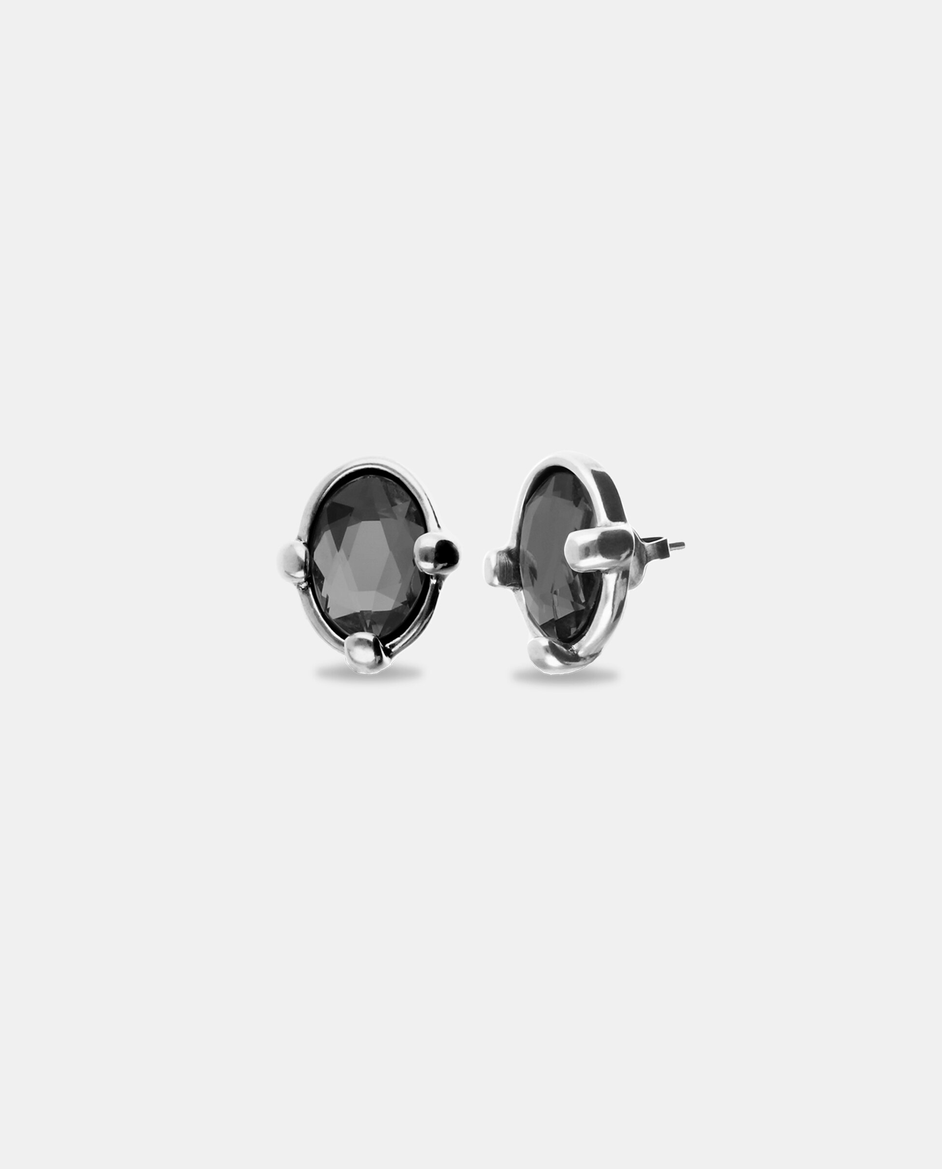 Pendientes bañados en de ley con cristal facetado - UNO de 50 - Plata Plata-3