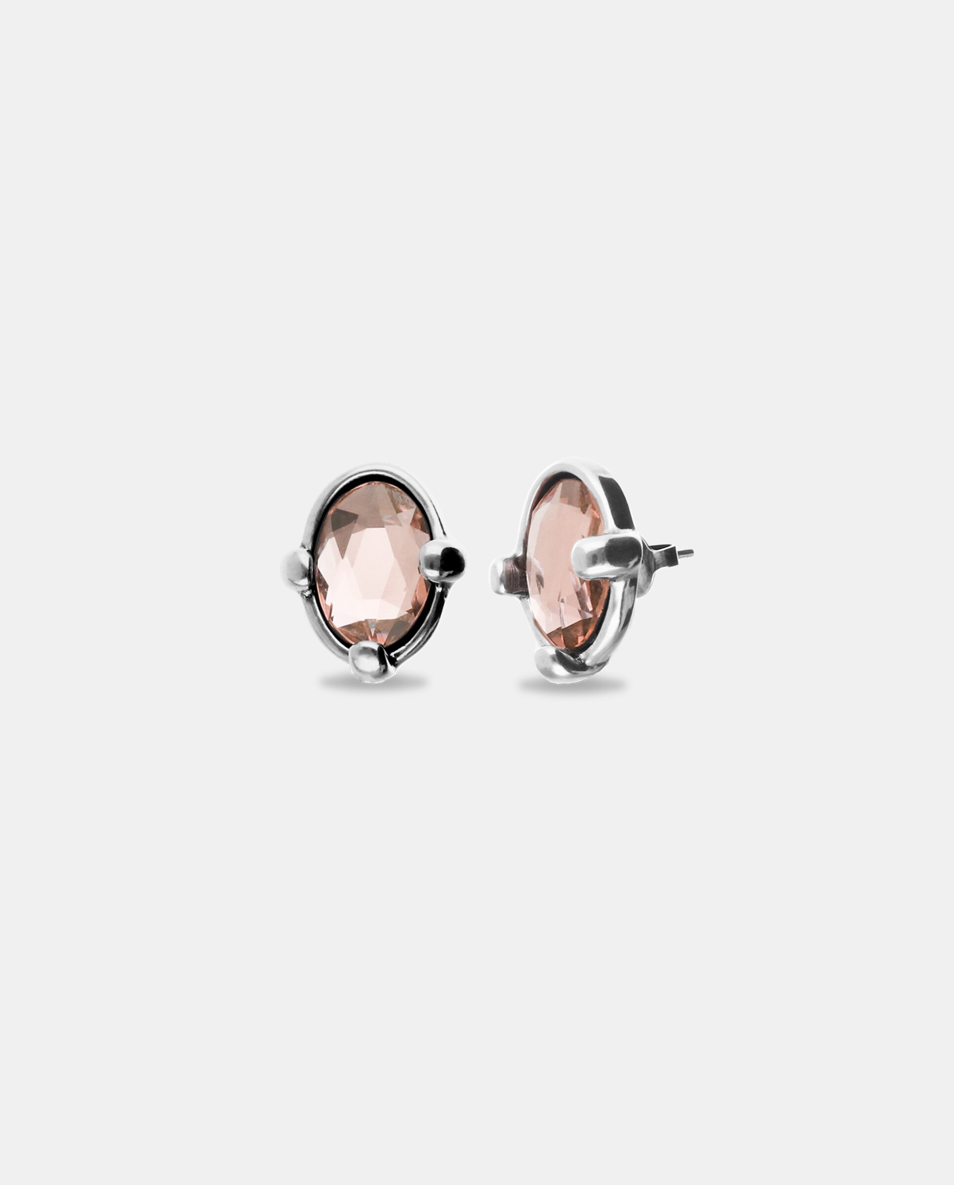 Pendientes bañados en de ley con cristal facetado - UNO de 50 - Plata Plata-3