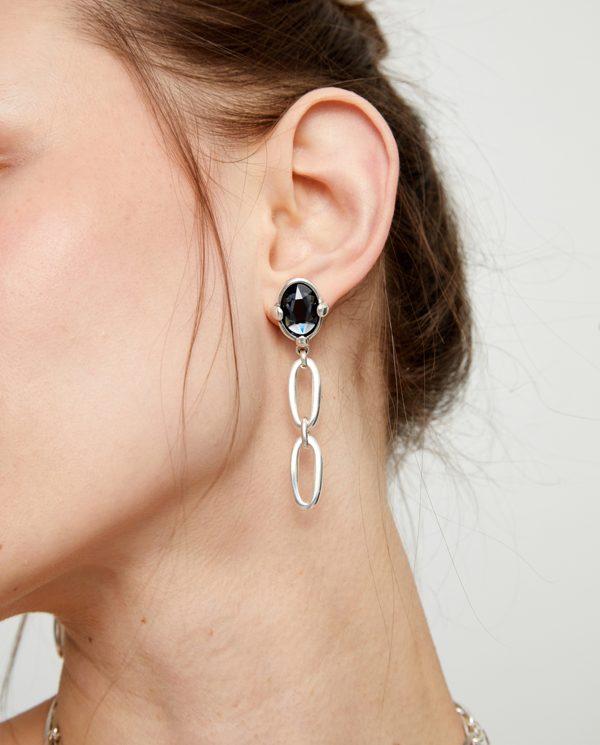 Pendientes s bañados en de ley con cristal facetado - UNO de 50 - Plata Plata-4