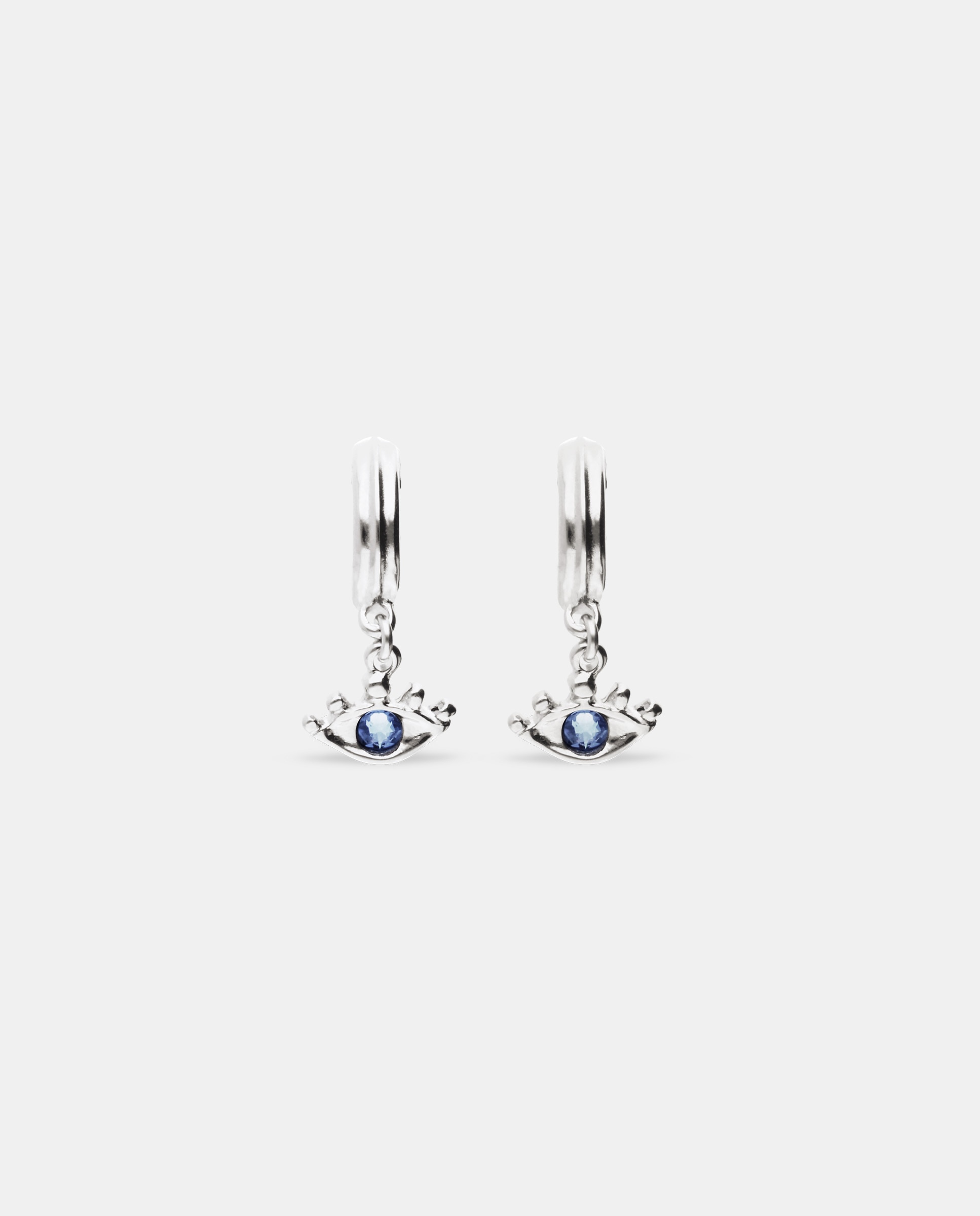 Pendientes de aro bañados en plata con detalle de ojo con cristal facetado Plata UNO de 50 Plata-3