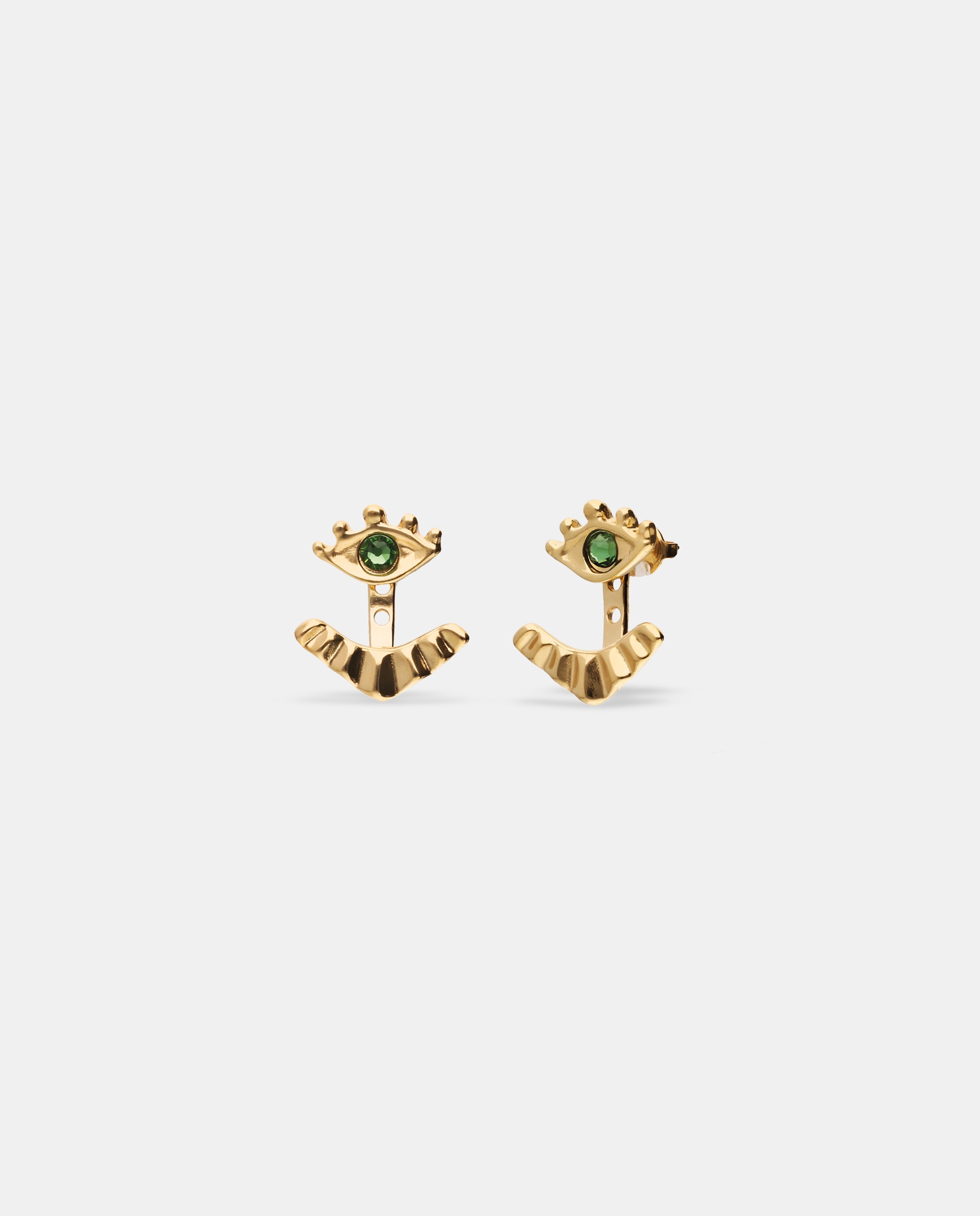 Pendientes bañados en 18k con pestañas desmontables y cristal - UNO de 50 - Oro Oro-1