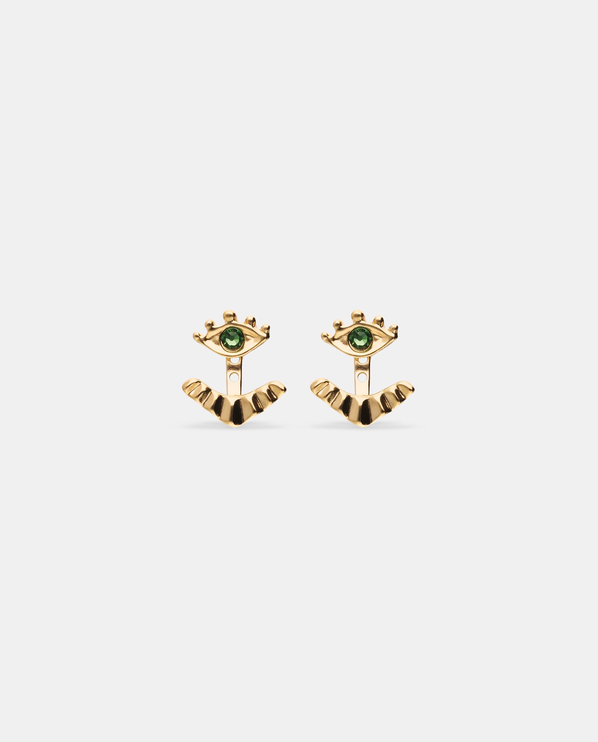 Pendientes bañados en 18k con pestañas desmontables y cristal - UNO de 50 - Oro Oro-3