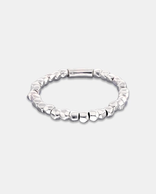 Imagen 0 de Pulsera elástica de cuentas bañada en plata de ley