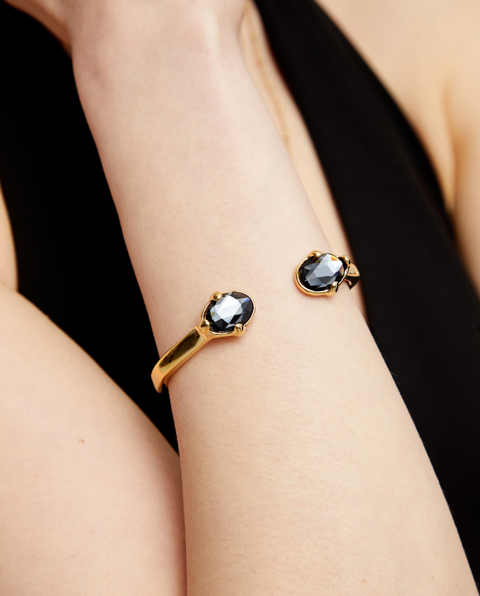 Pulsera rígida bañada en 18k y cristales facetados s - UNO de 50 - Oro Oro-5