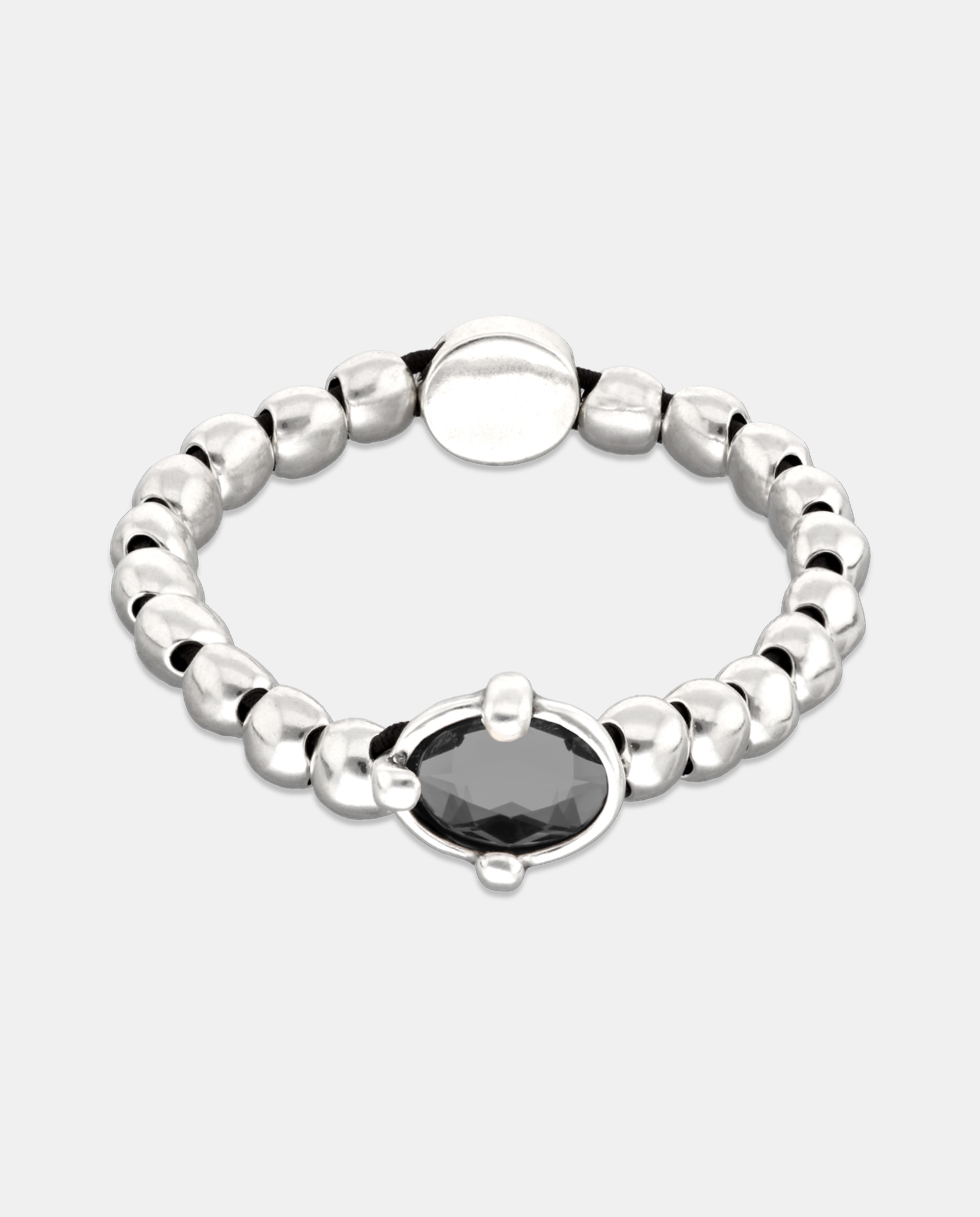 Pulsera elástica de bolas bañada en de ley con cristal facetado - UNO de 50 - Plata Plata-1