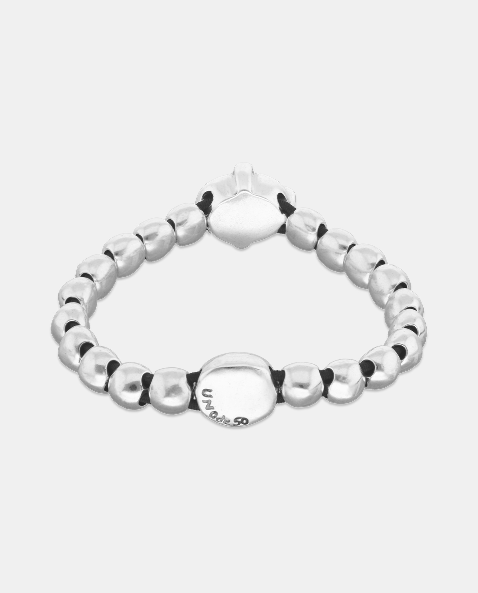 Pulsera elástica de bolas bañada en de ley con cristal facetado - UNO de 50 - Plata Plata-3