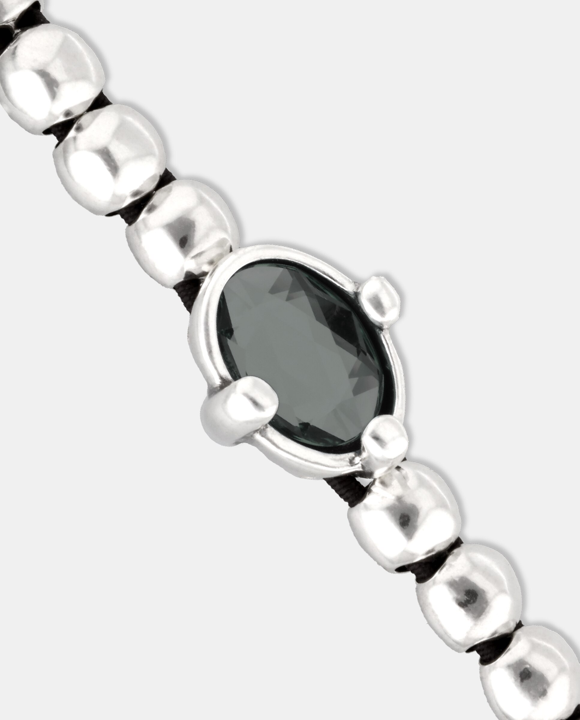 Pulsera elástica de bolas bañada en de ley con cristal facetado - UNO de 50 - Plata Plata-4