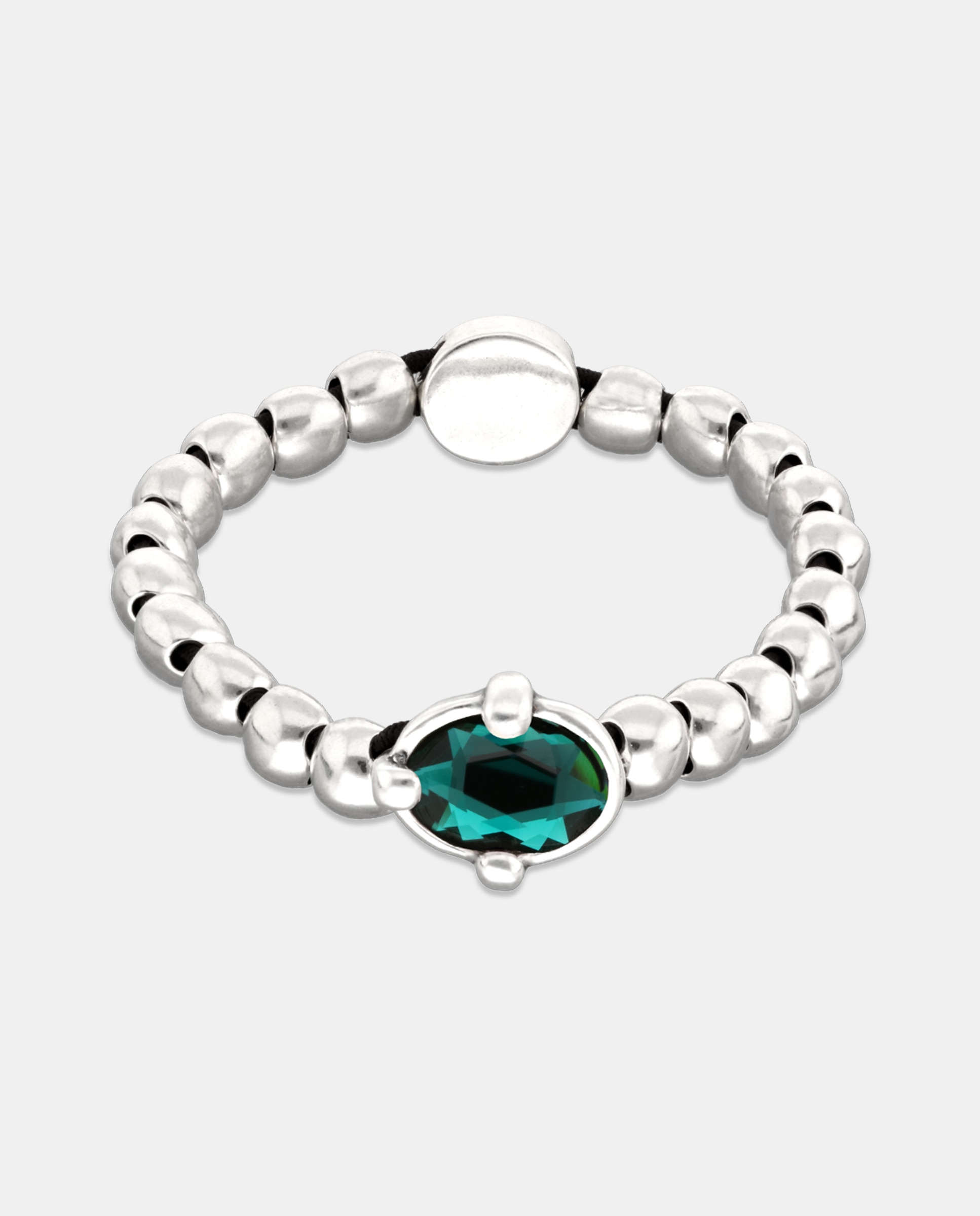 Pulsera elástica de bolas bañada en plata de ley con cristal facetado - UNO de 50 - Plata Plata-1