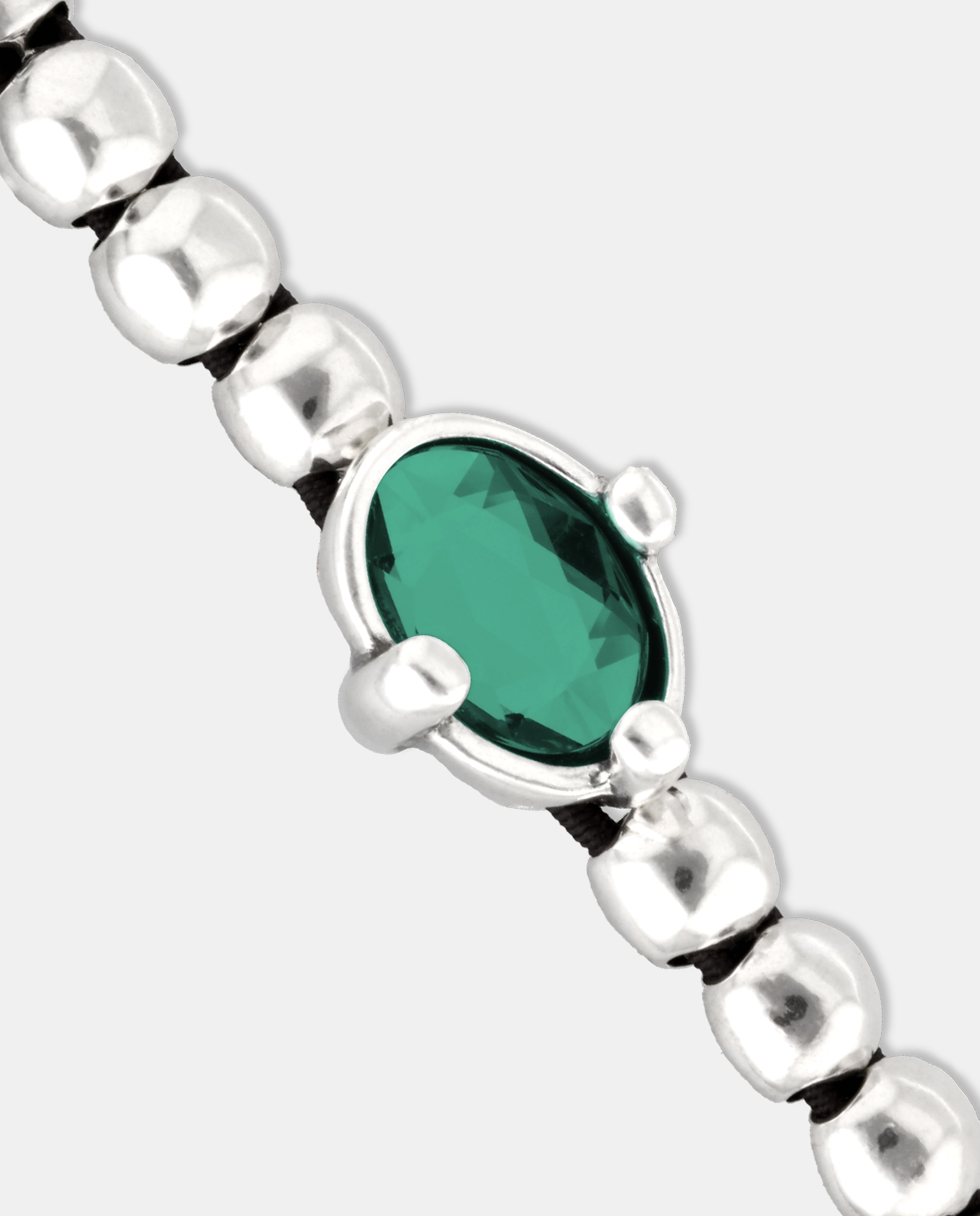 Pulsera elástica de bolas bañada en plata de ley con cristal facetado - UNO de 50 - Plata Plata-4