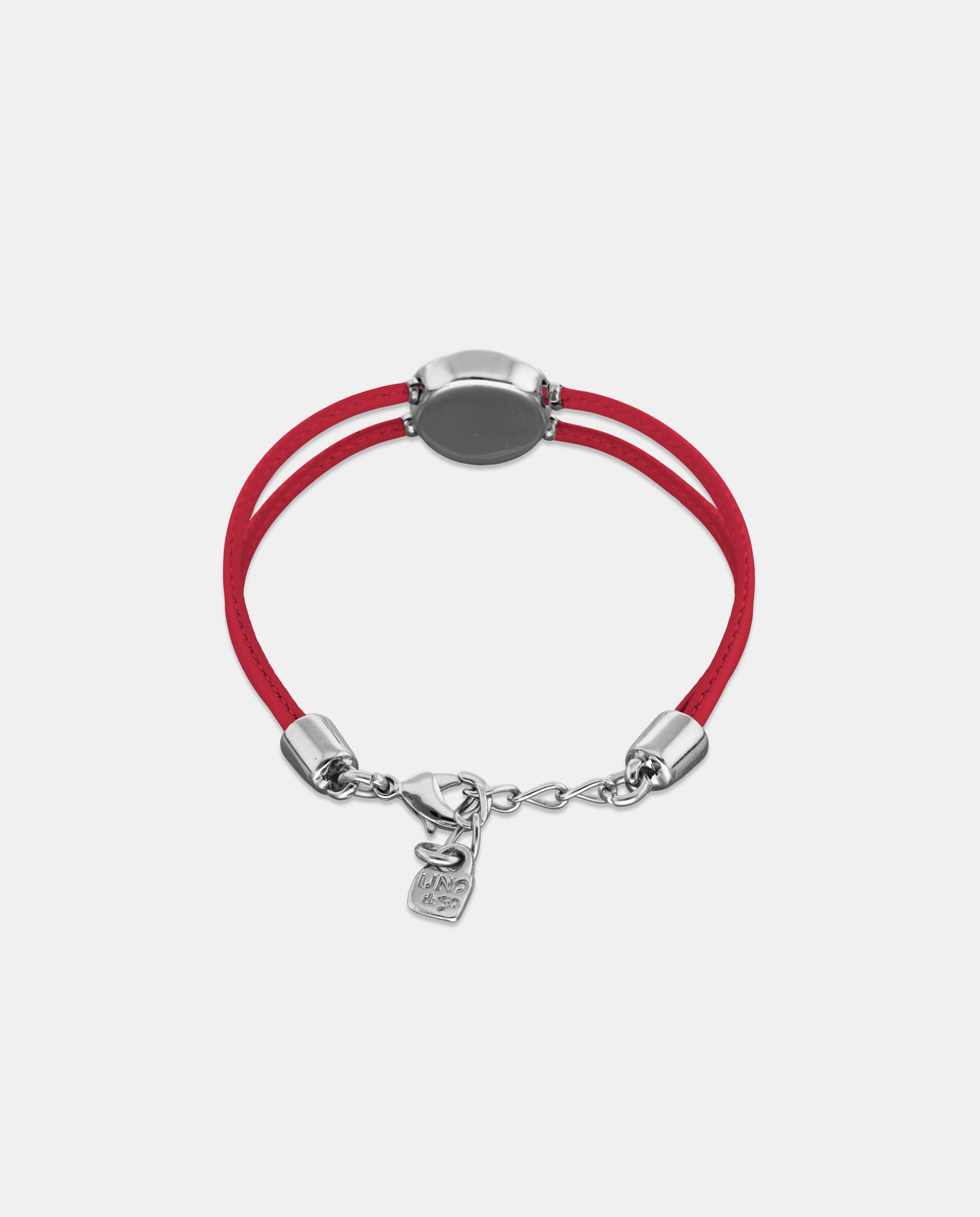 Pulsera de cuero oscuro con detalle de ojo bañado en plata y cristal - UNO de 50 - Plata Plata-3