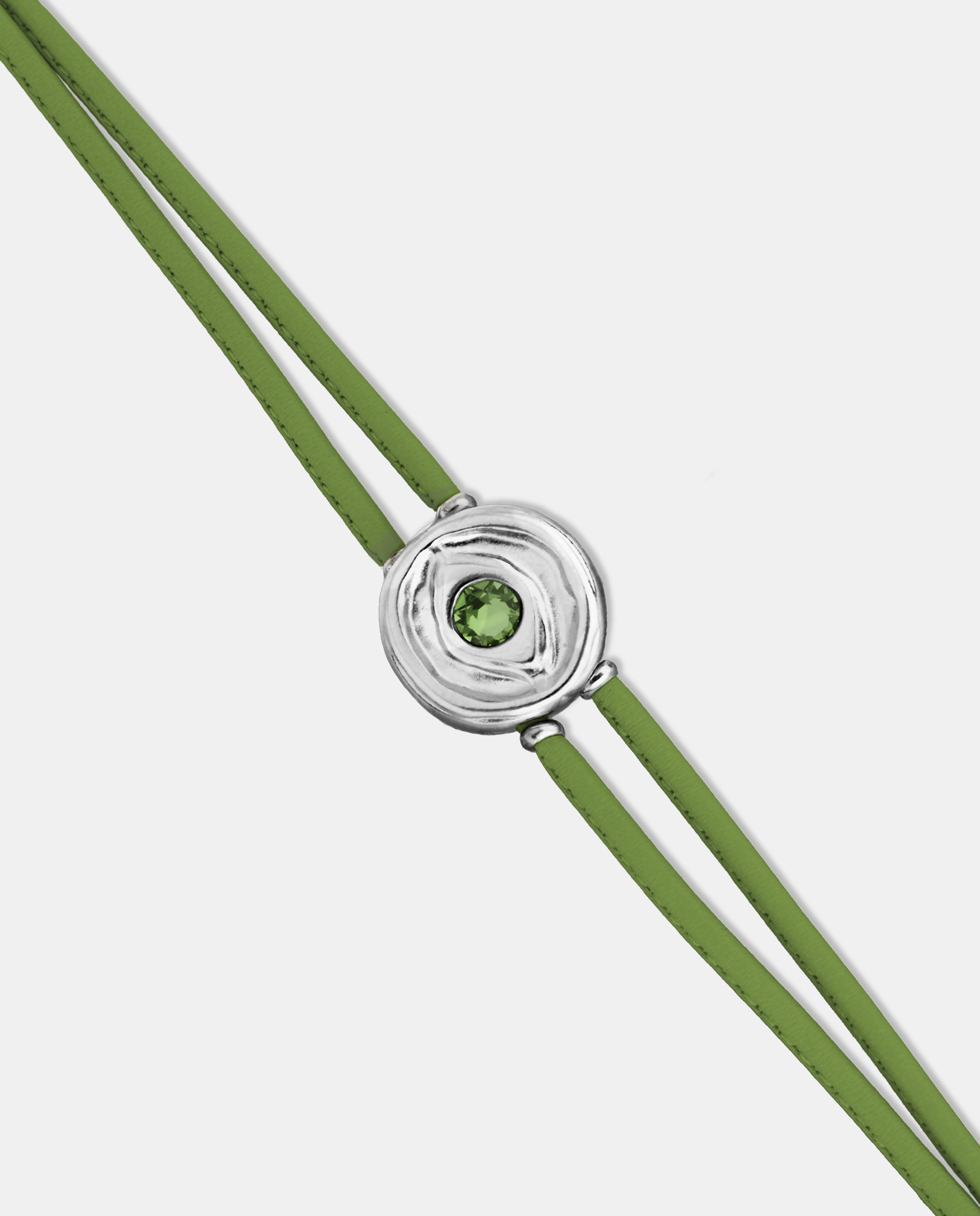 Pulsera de cuero doble con detalle de ojo en plata y cristal - UNO de 50 - Plata Plata-4