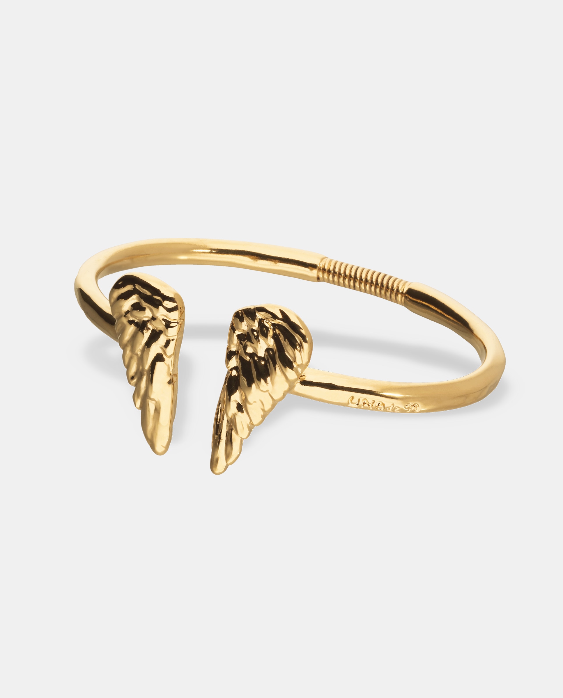 Pulsera rígida bañada en 18k con detalle de alas en los extremos - UNO de 50 - Oro Oro-3