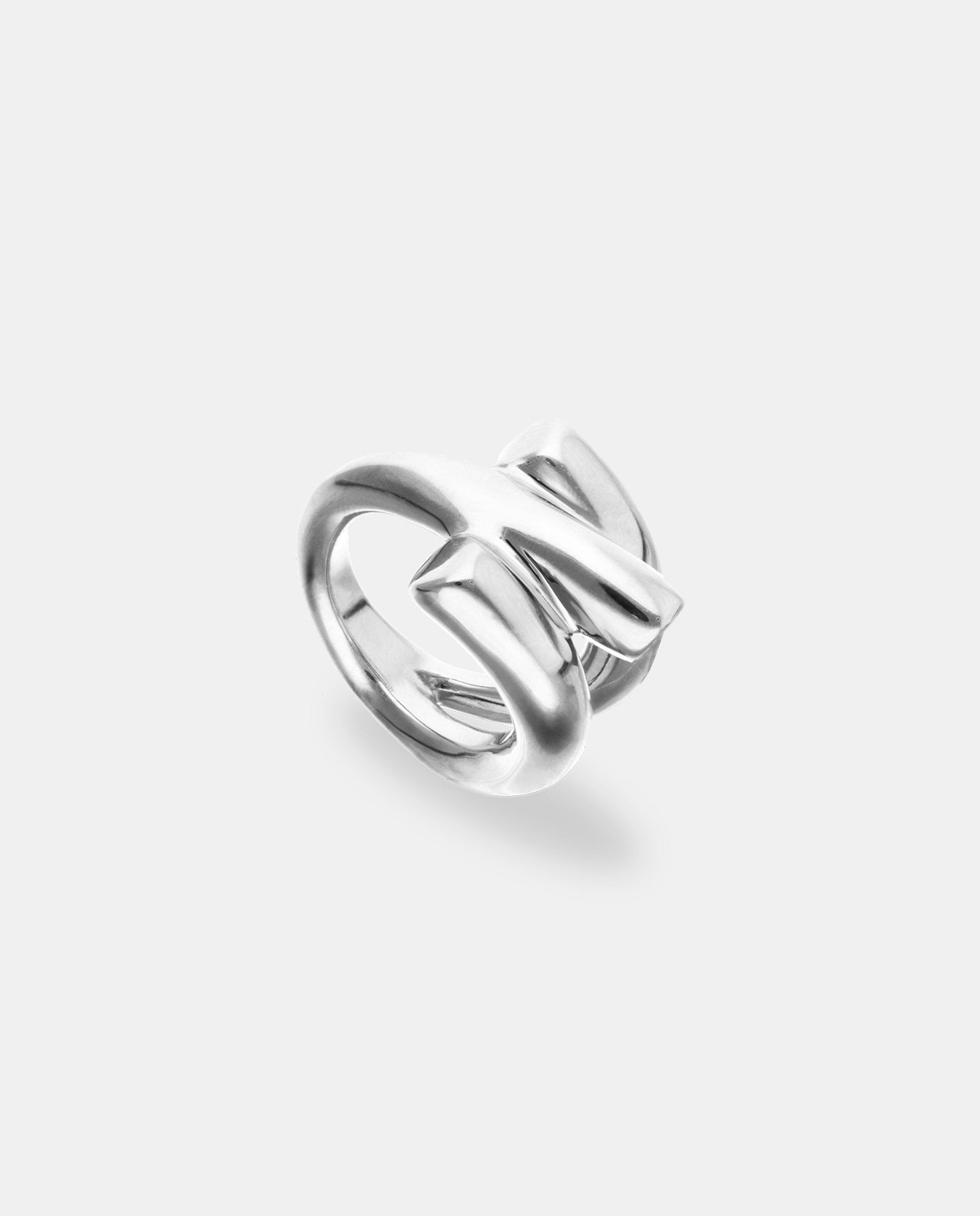Anillo bañado en de ley con forma de triple tubo - UNO de 50 - Plata Plata-1