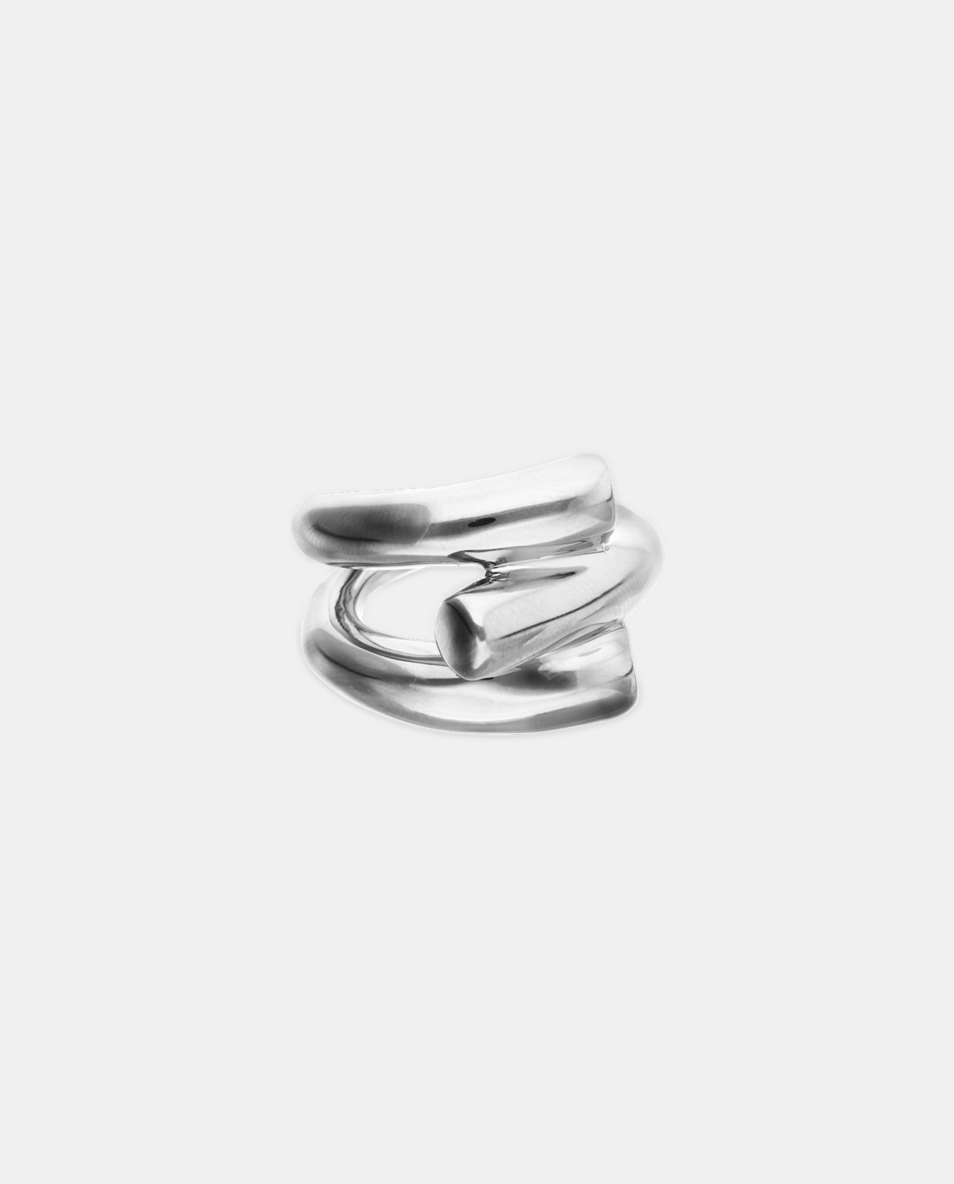 Anillo bañado en de ley con forma de triple tubo - UNO de 50 - Plata Plata-3